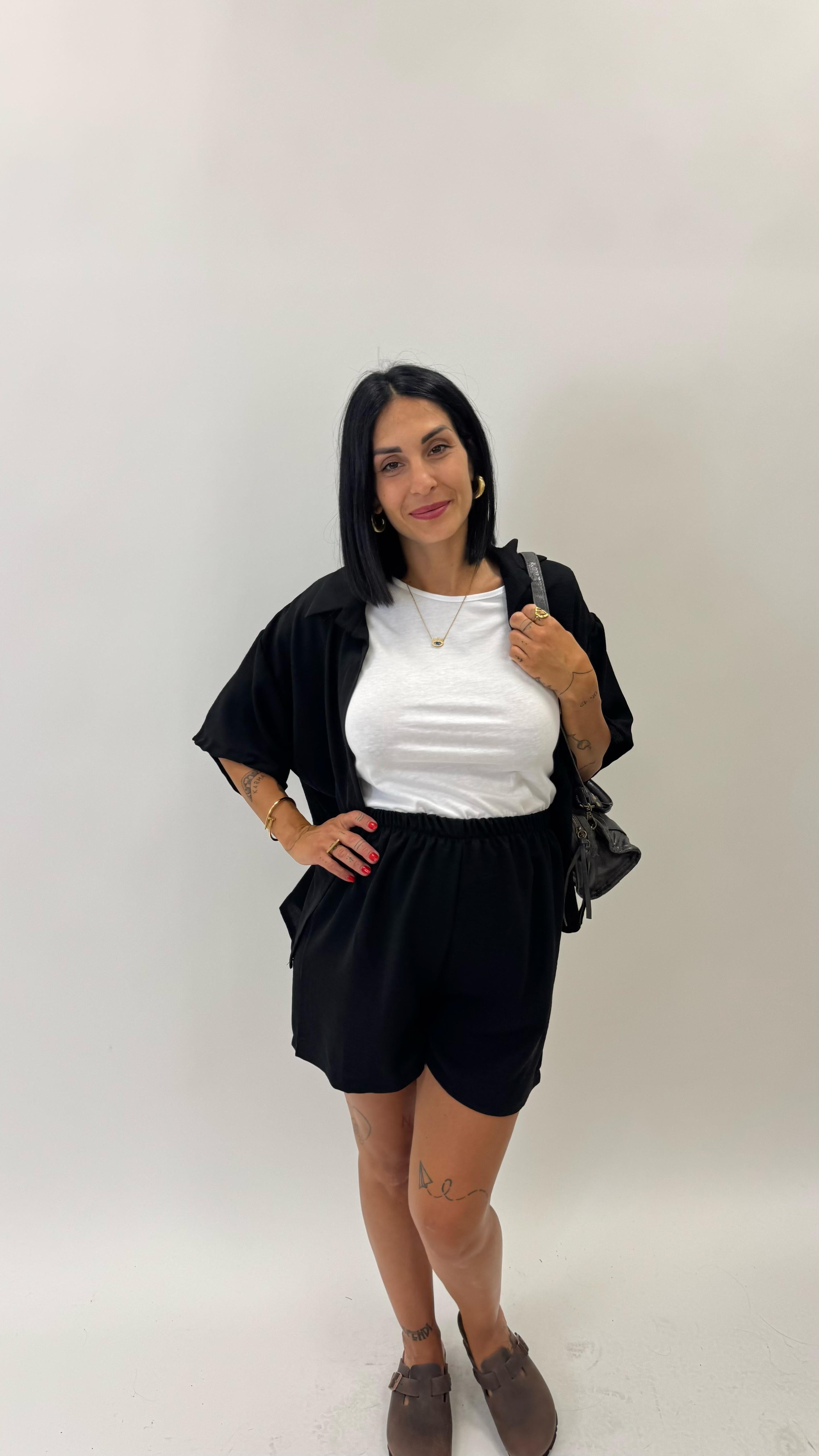 Set Utility Shorts e Camicia Nero
