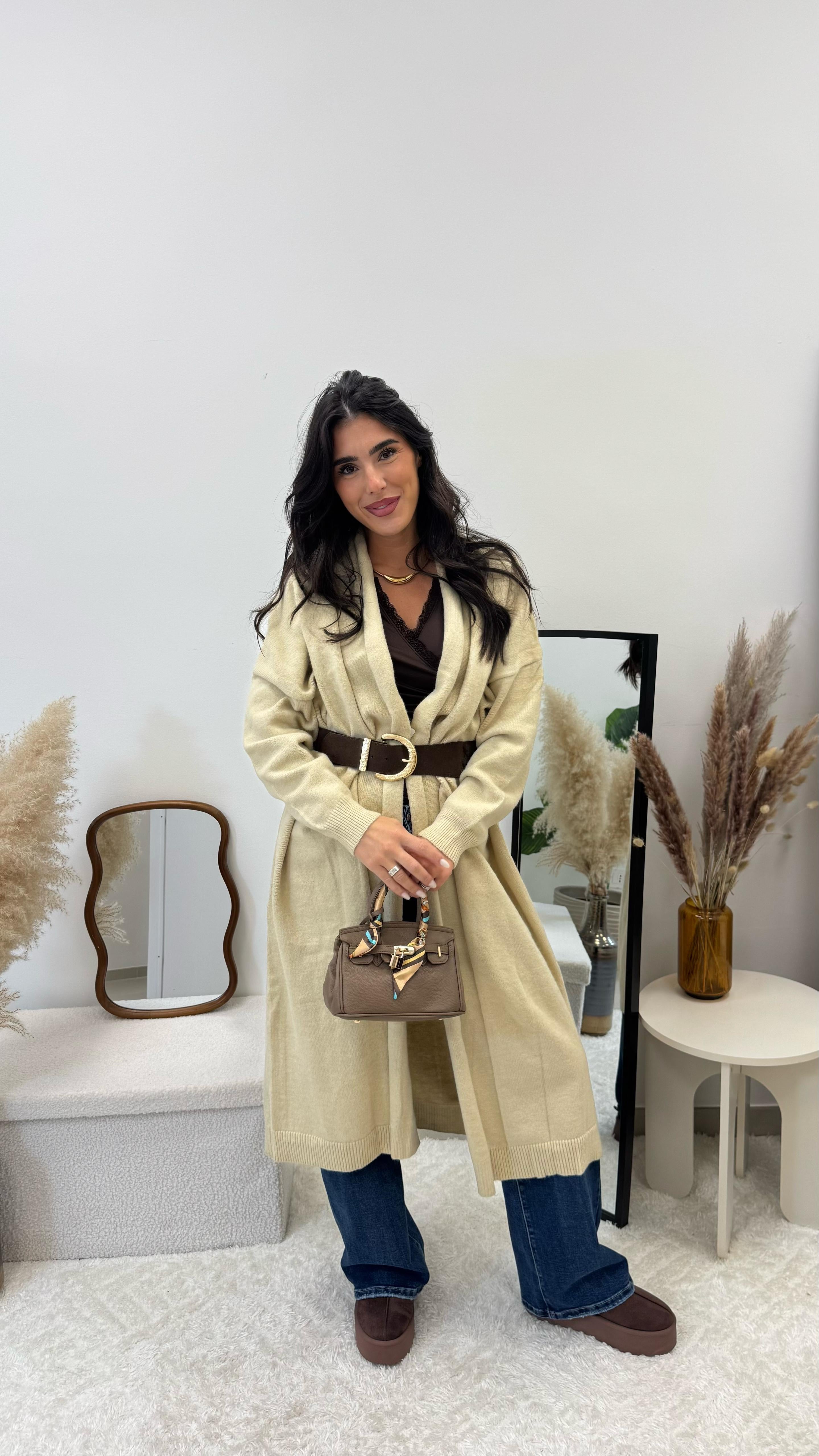 Cardigone Luxury con Cinta Burro