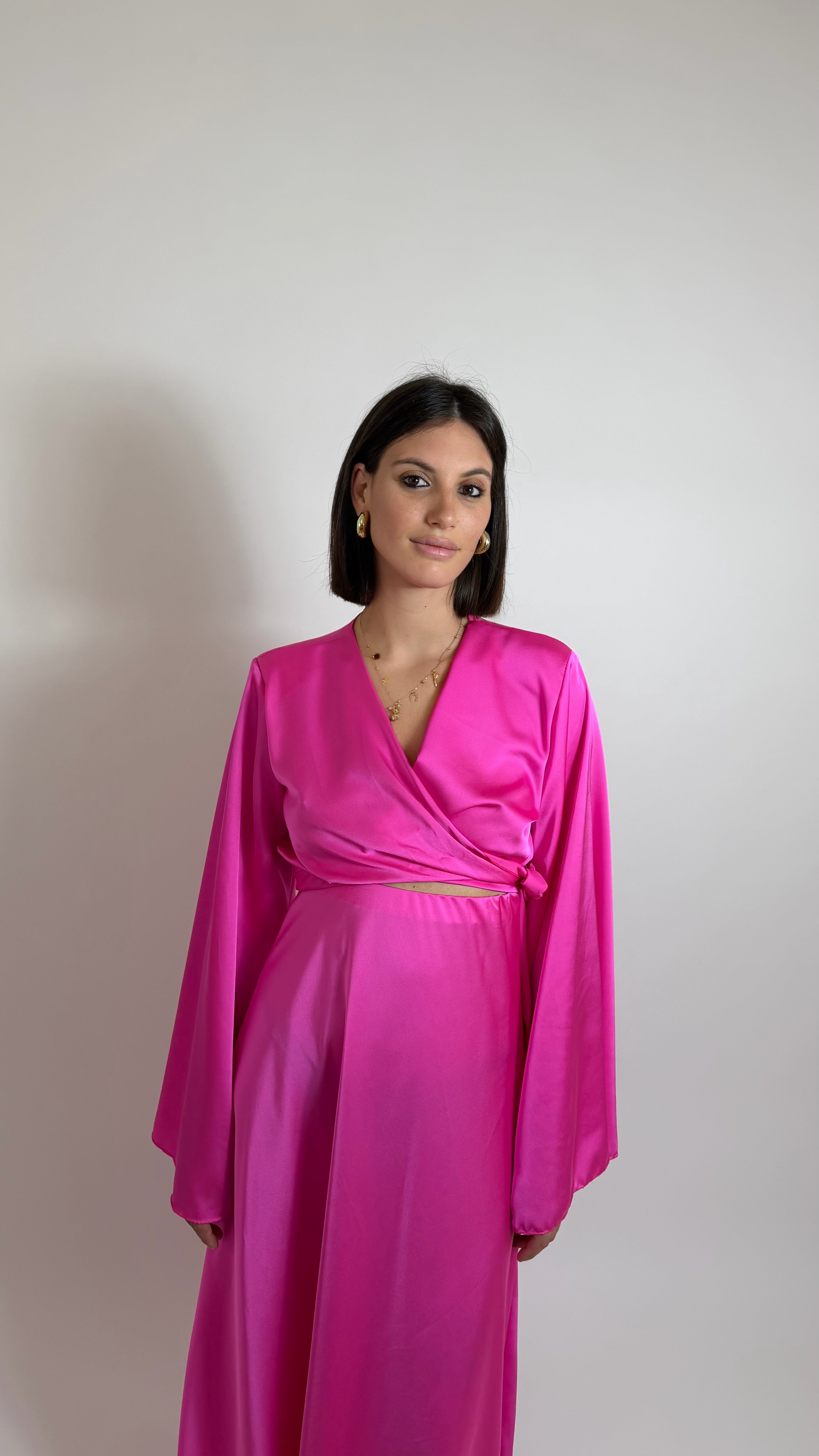 Set Silk Top & Skirt Pink