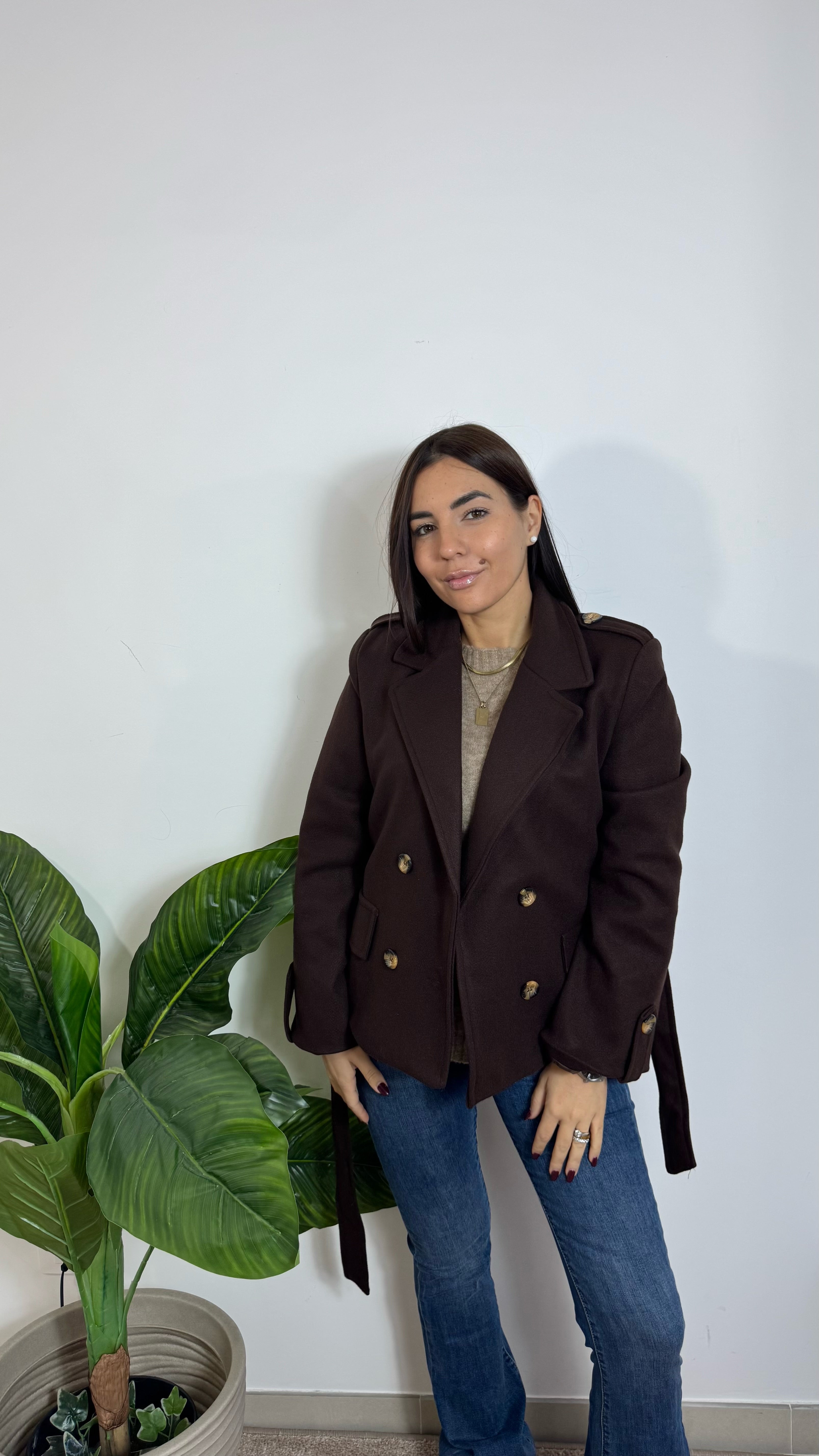 Mini Coat Con Cinta Choco