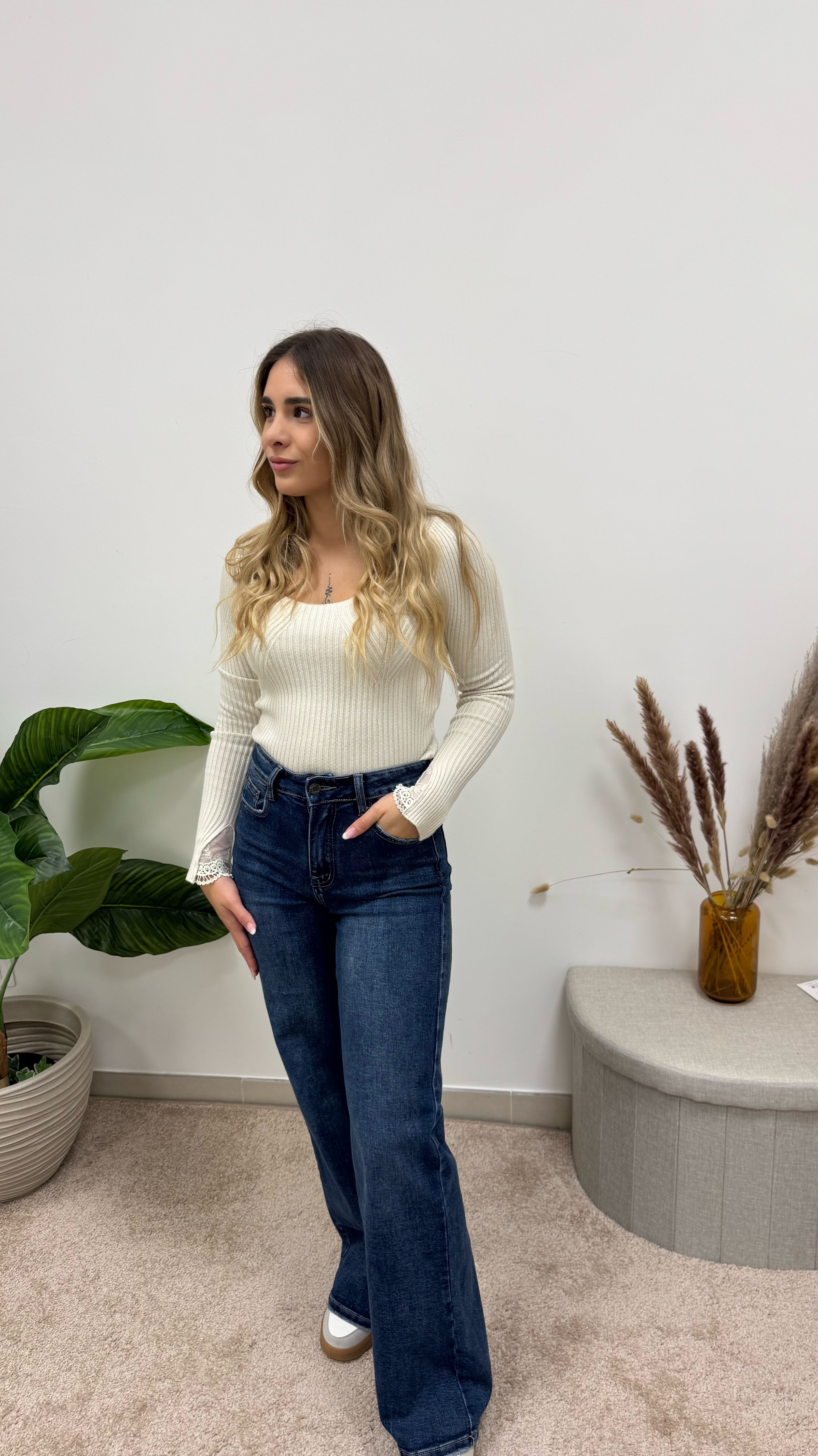 Maglia Scollo Cuore Burro