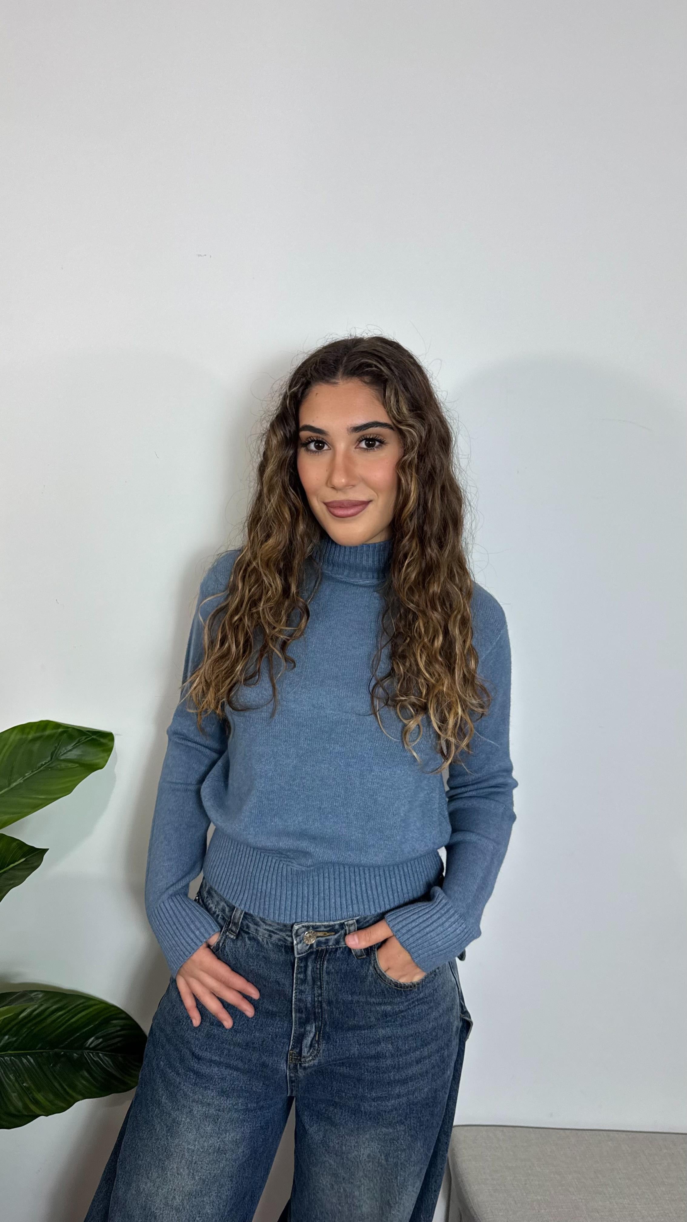 Pull Cozy Rib Ceruleo