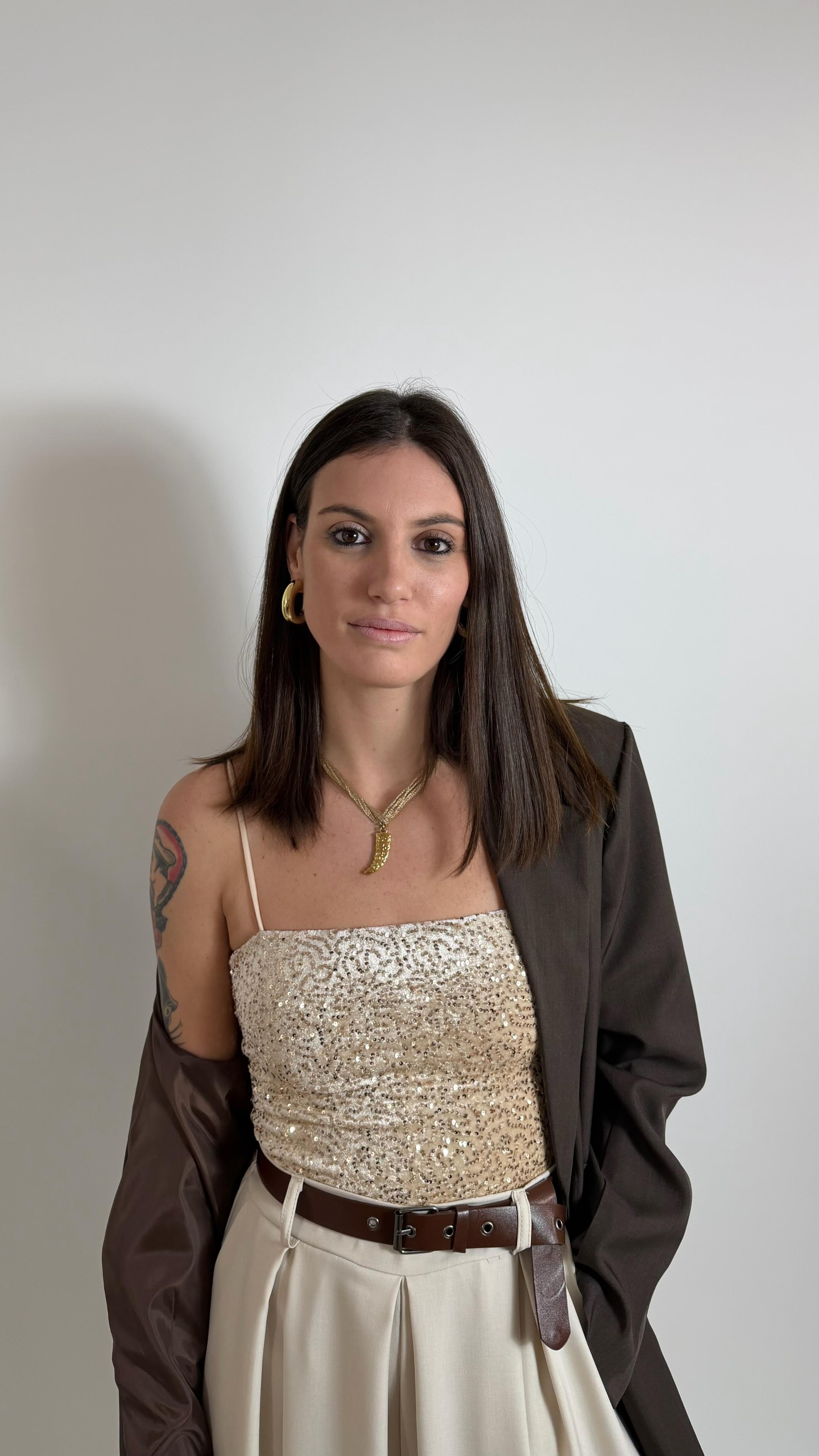 Body Paillettes Velvet Champagne