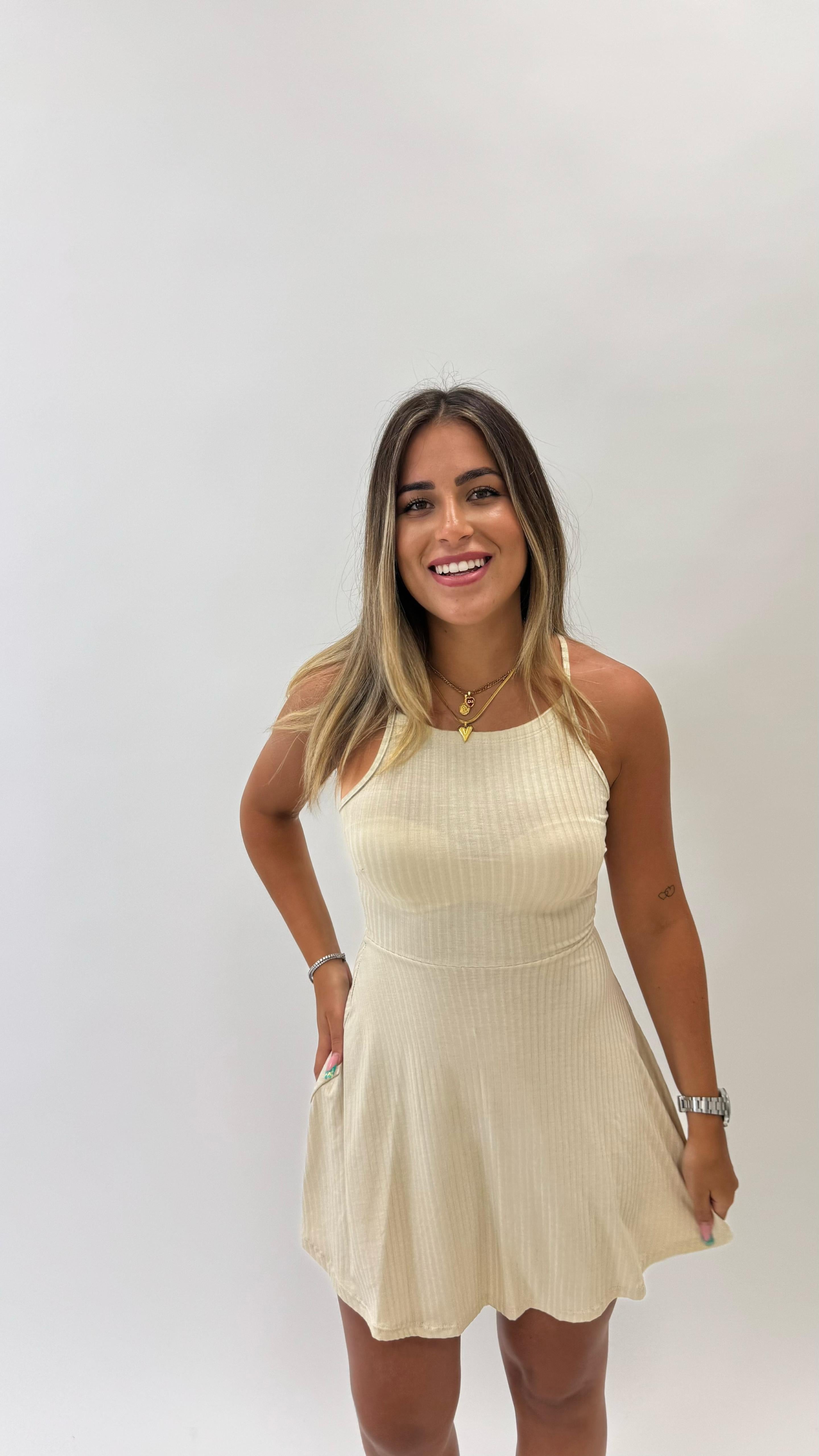 Minidress Ruota Coste Strette Burro