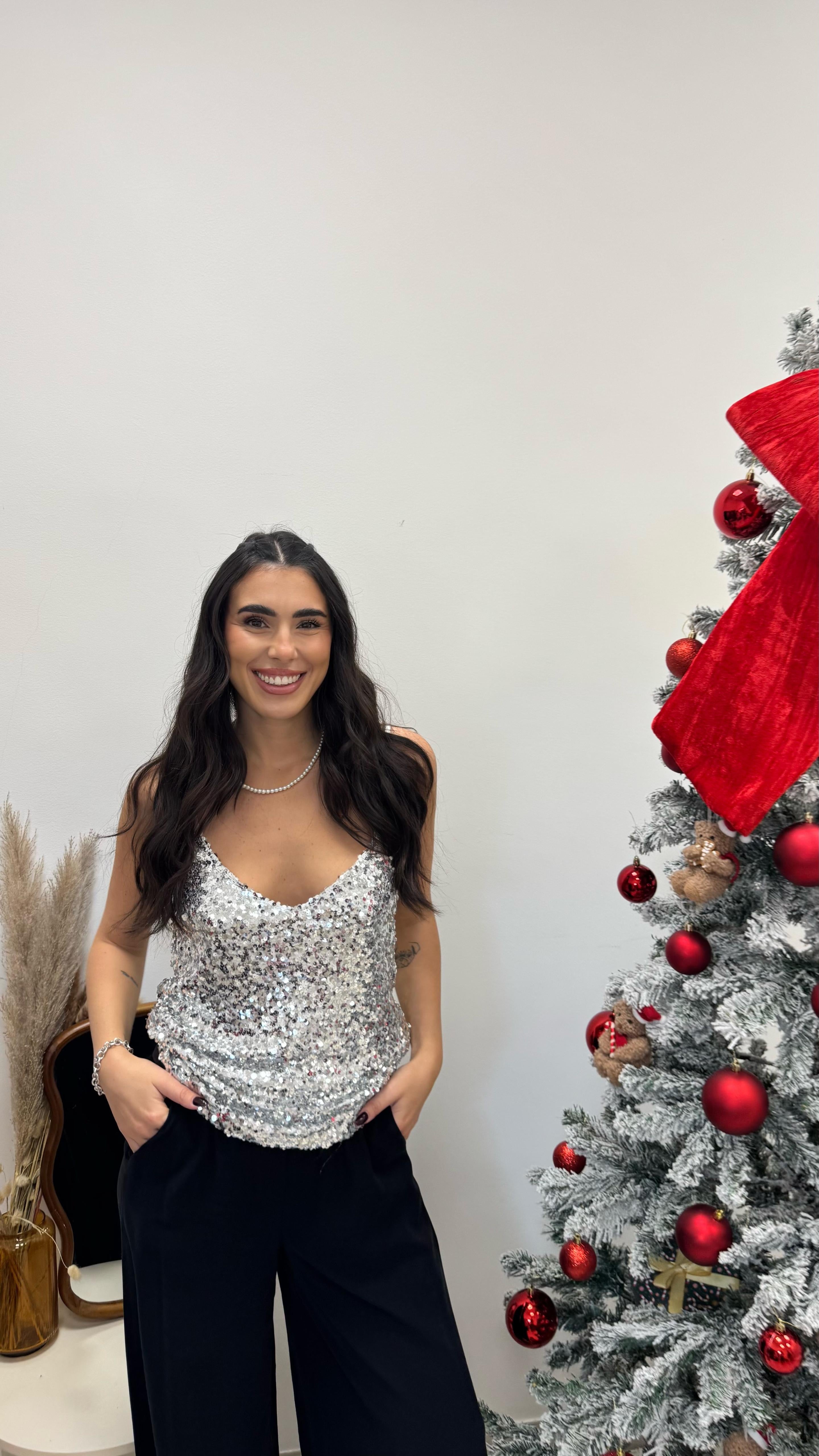 🥂Top Paillettes Silver