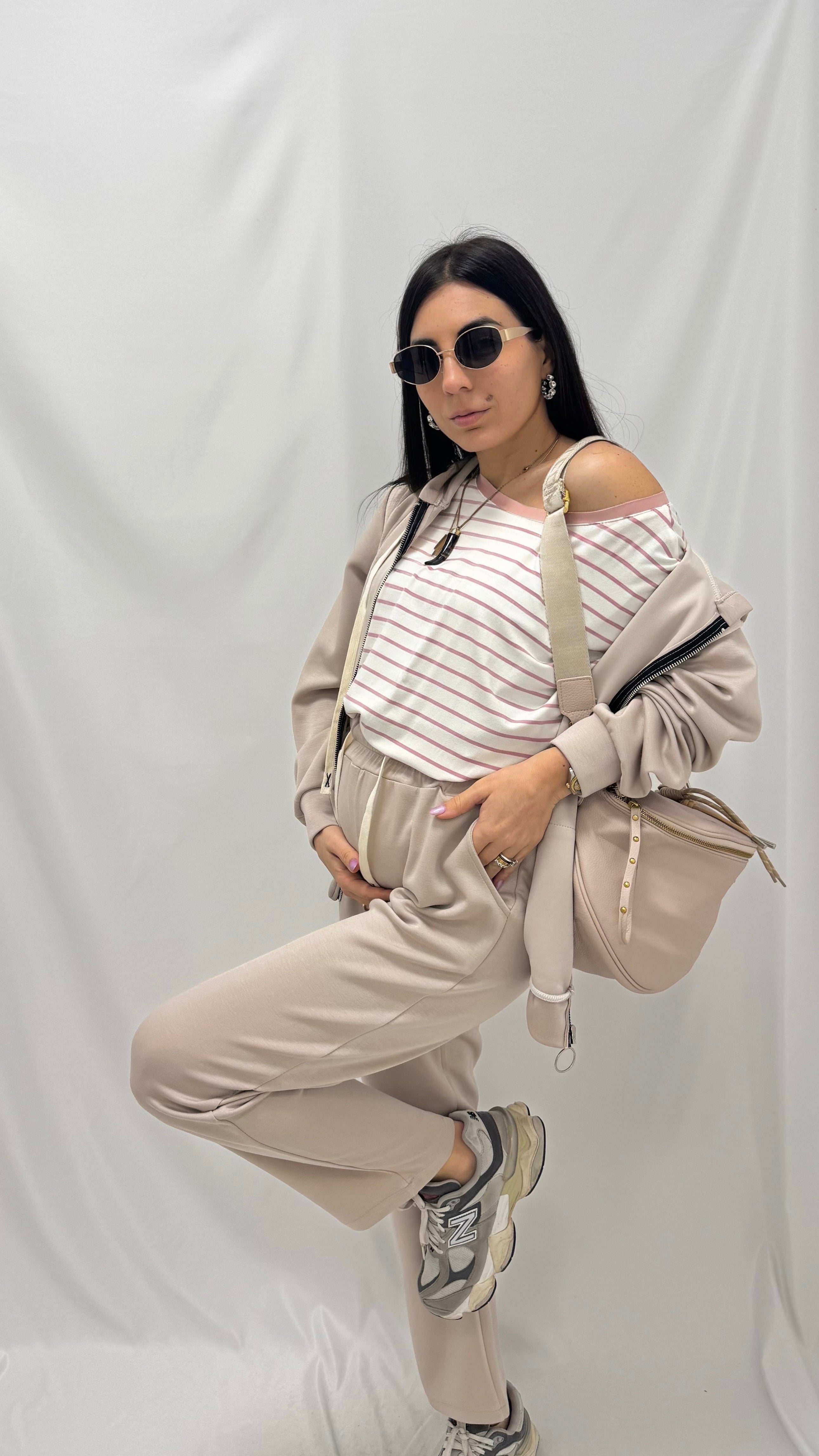 Maglia Kim Oversize Stripes Pink Soft