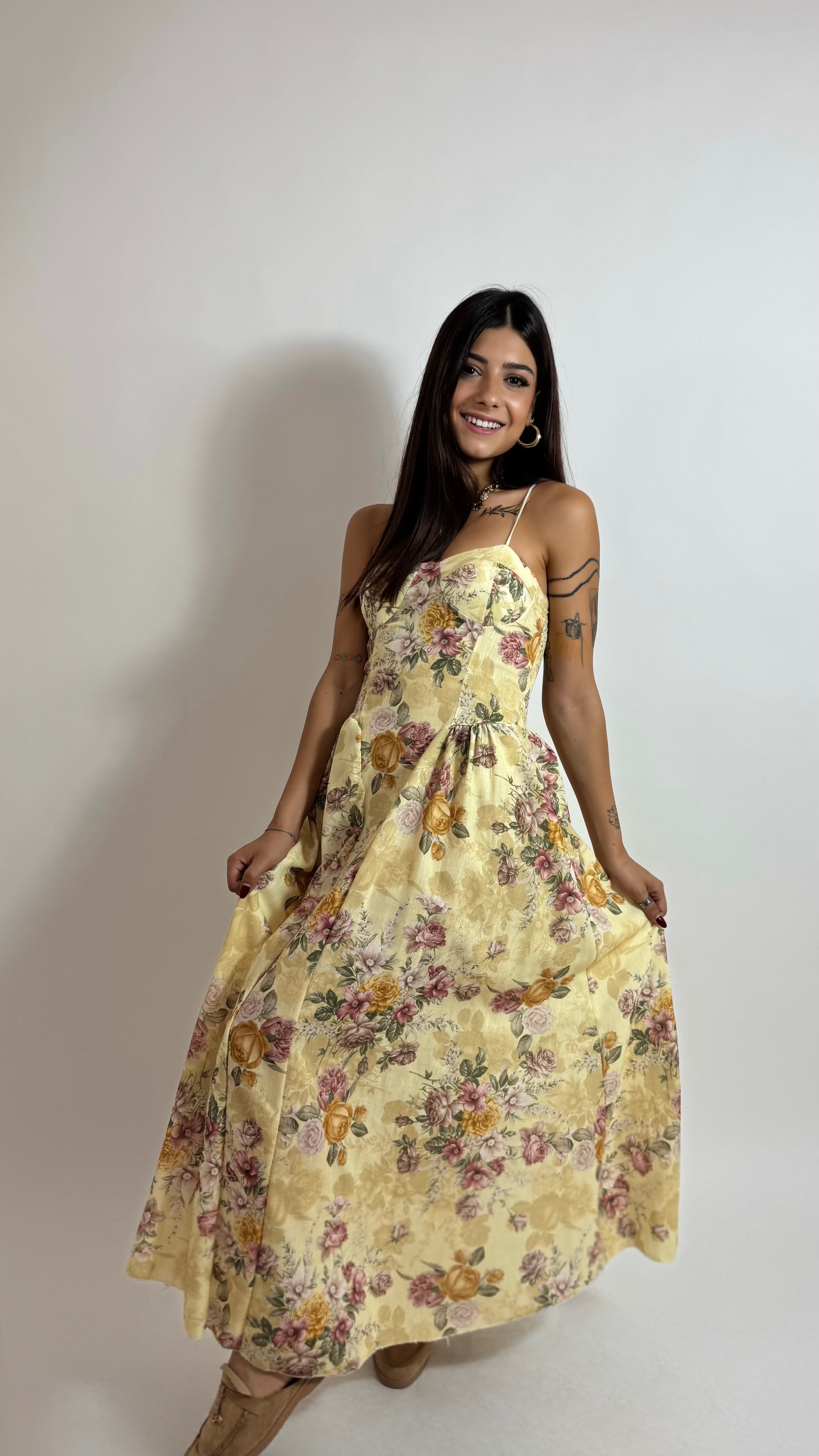 Abito Midi Garden Yellow