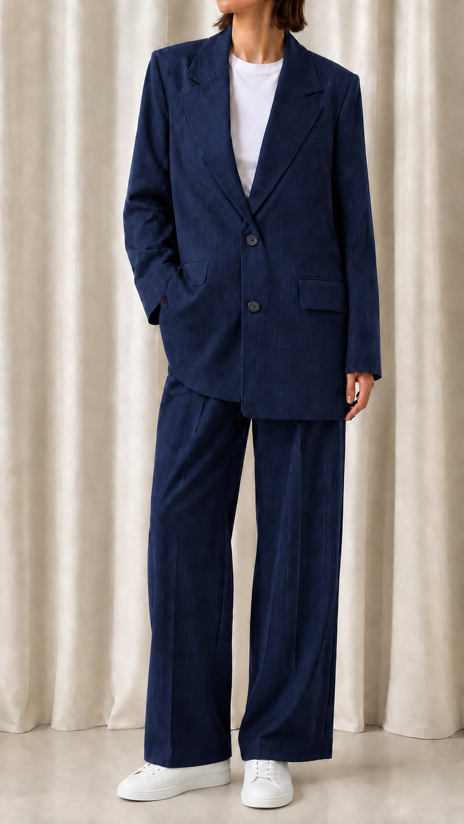 Tailleur Gessato Blu Notte