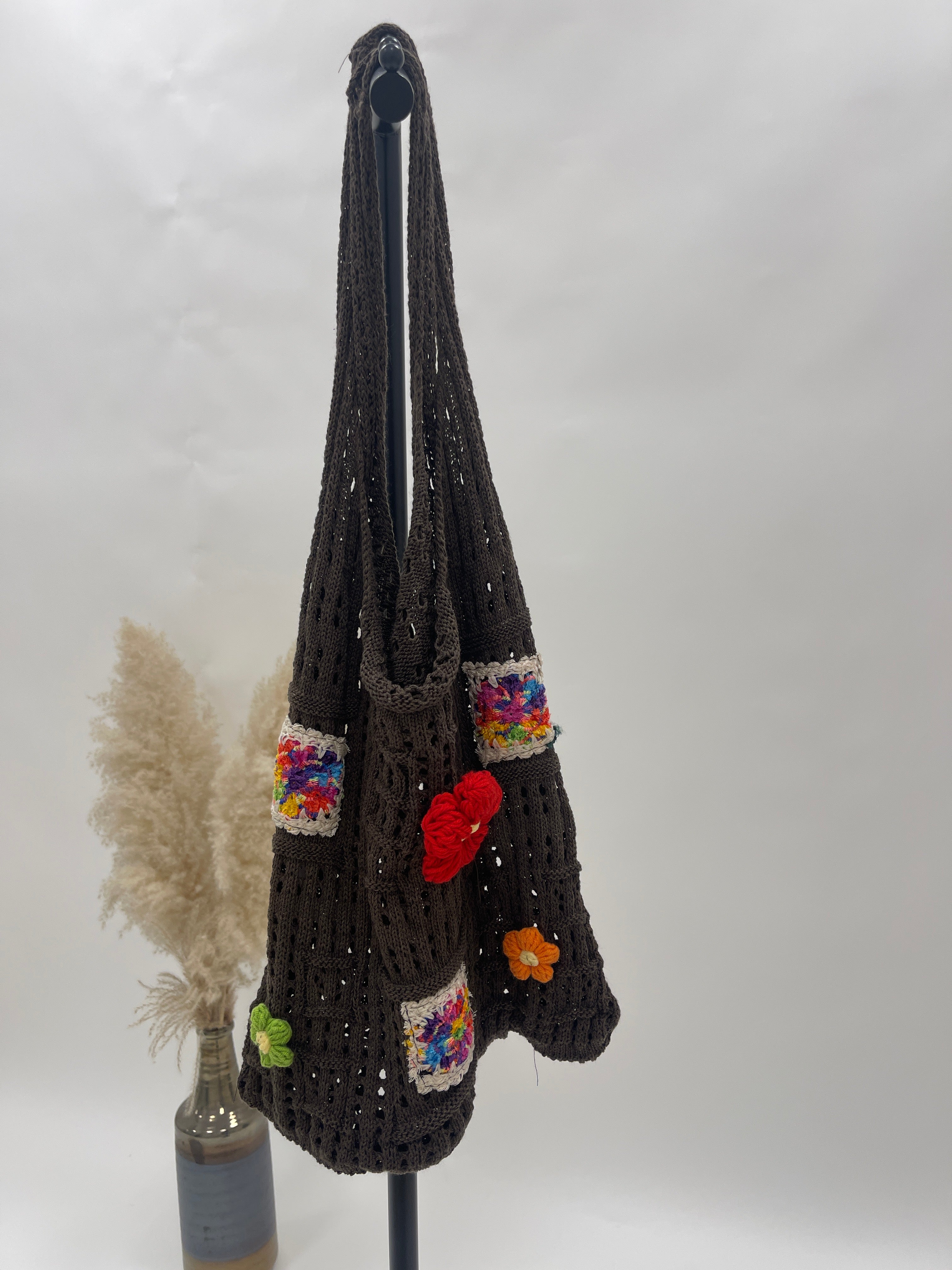 Maxi Bag Handmade Flowers Choco