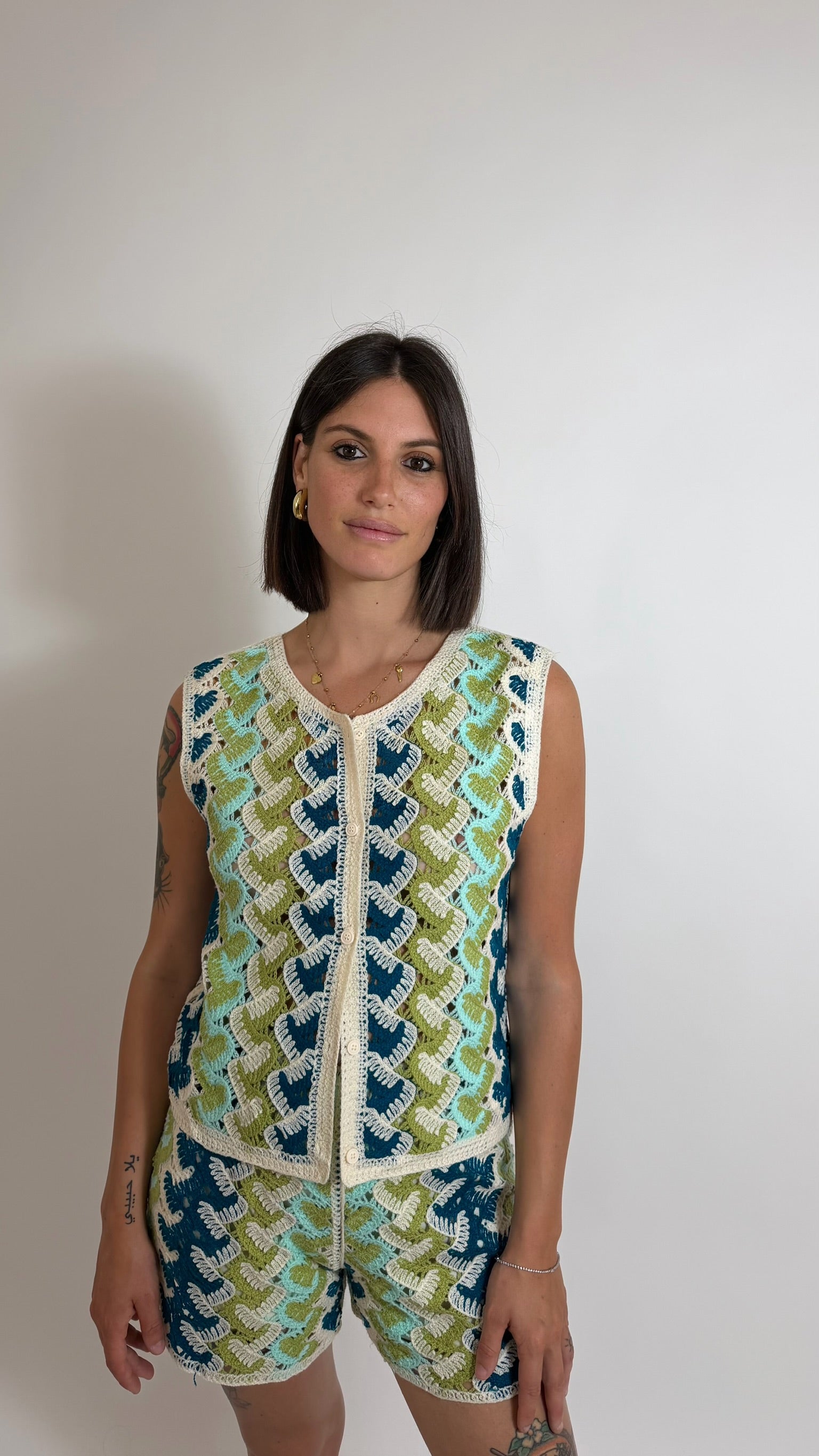 Set Crochet Rainbow Verde