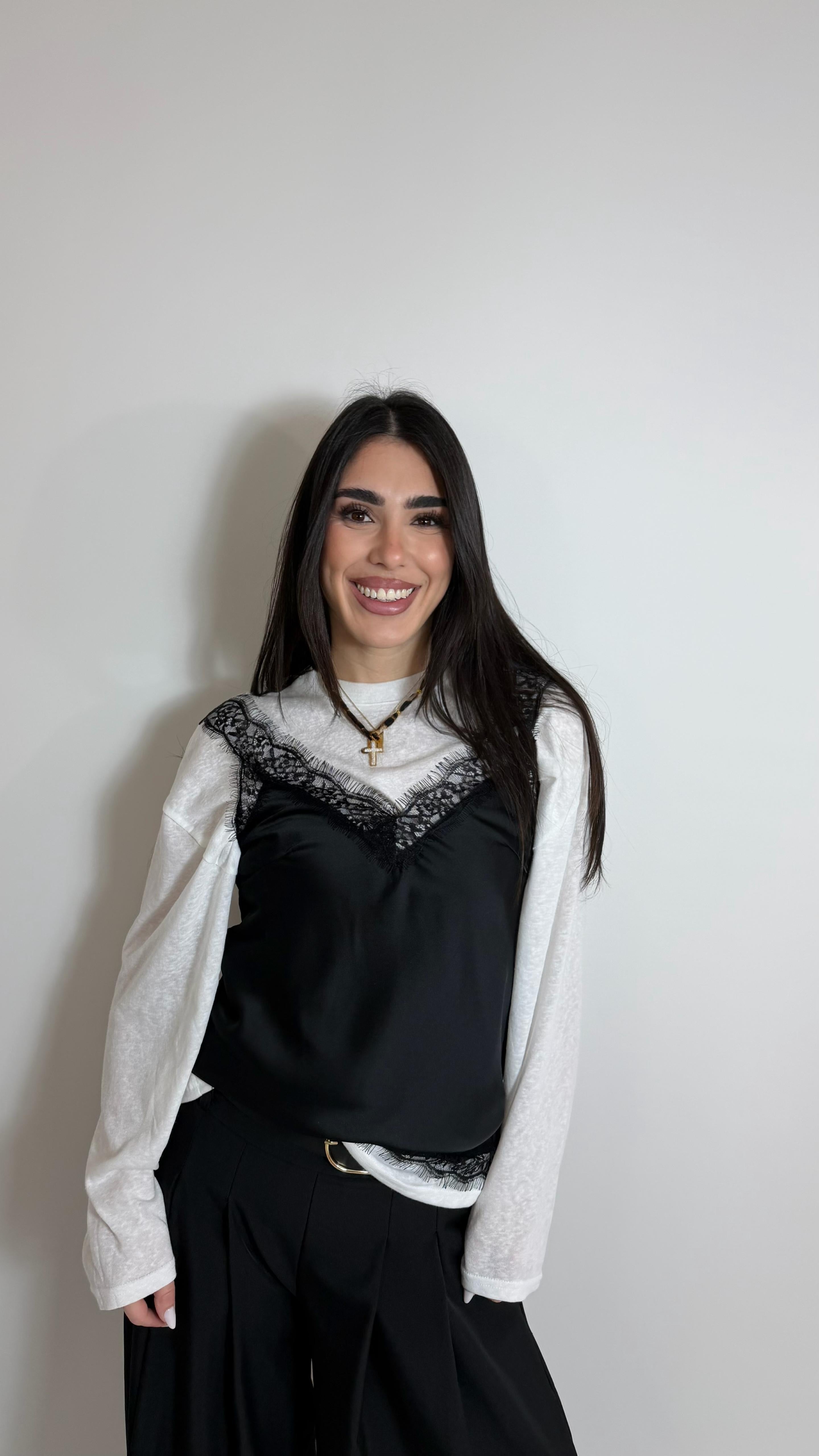Top Silk&Lace Nero