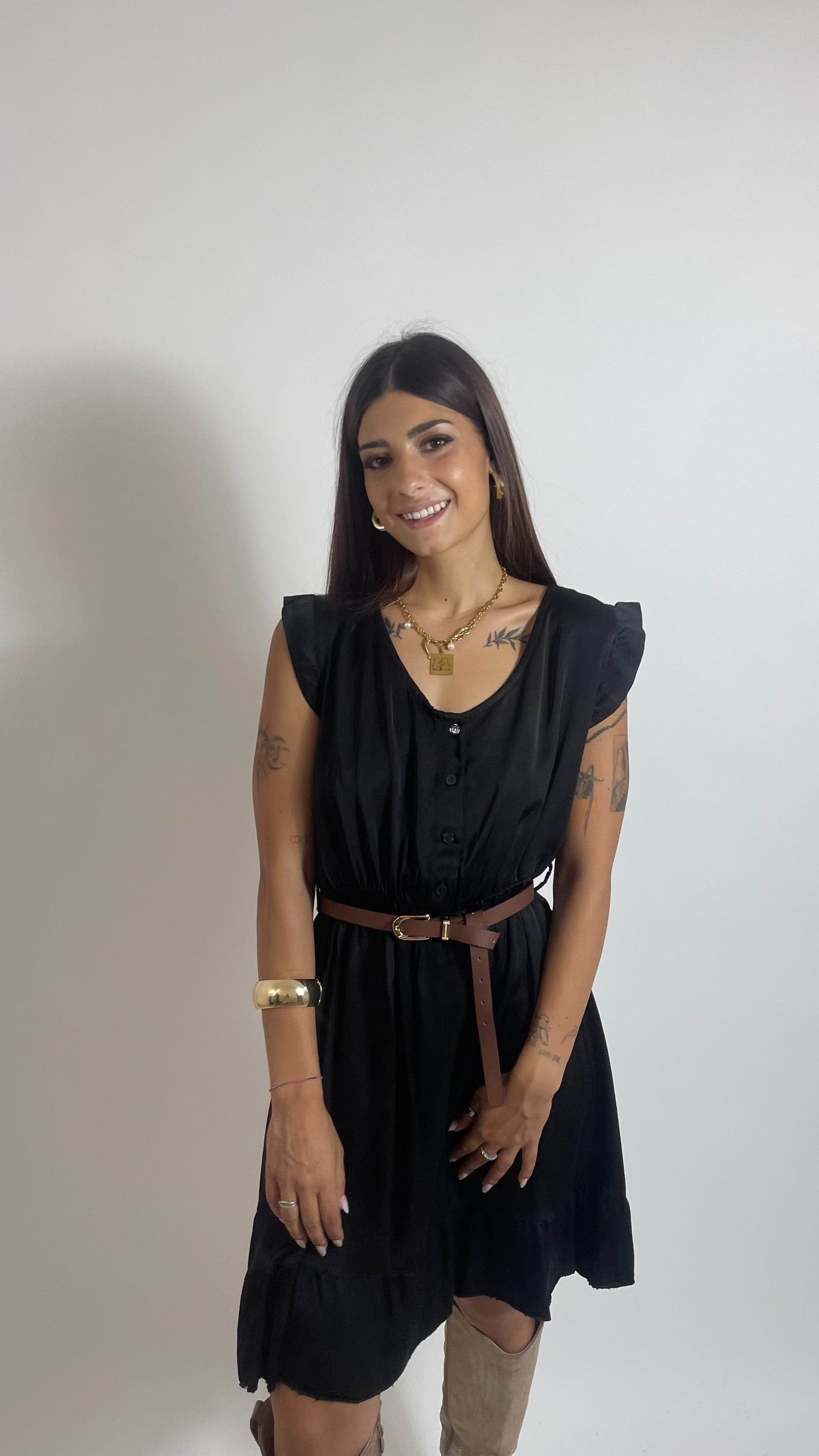 Mini Dress Soft Volant Nero