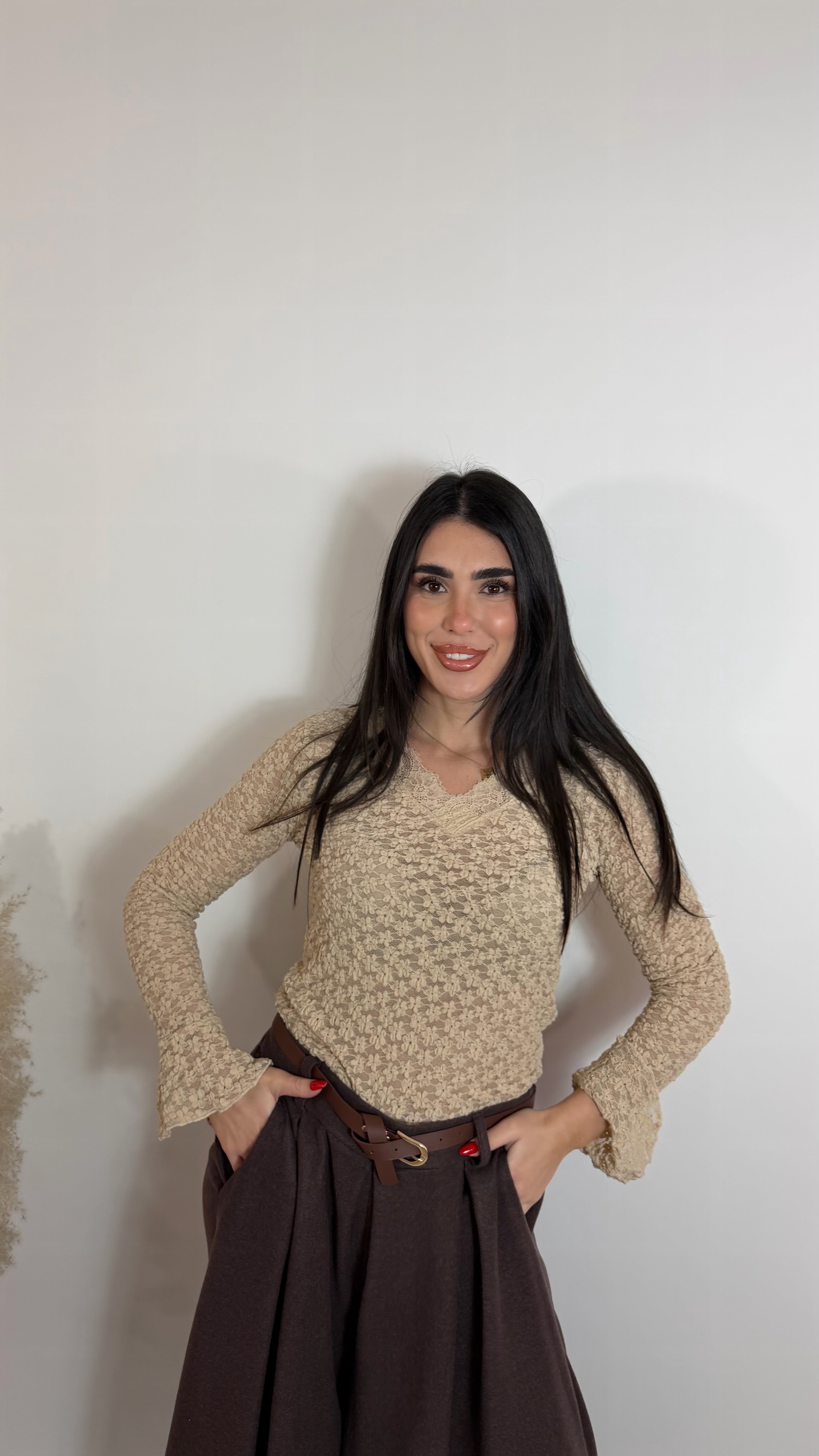 Maglia Fleur Lace Nude