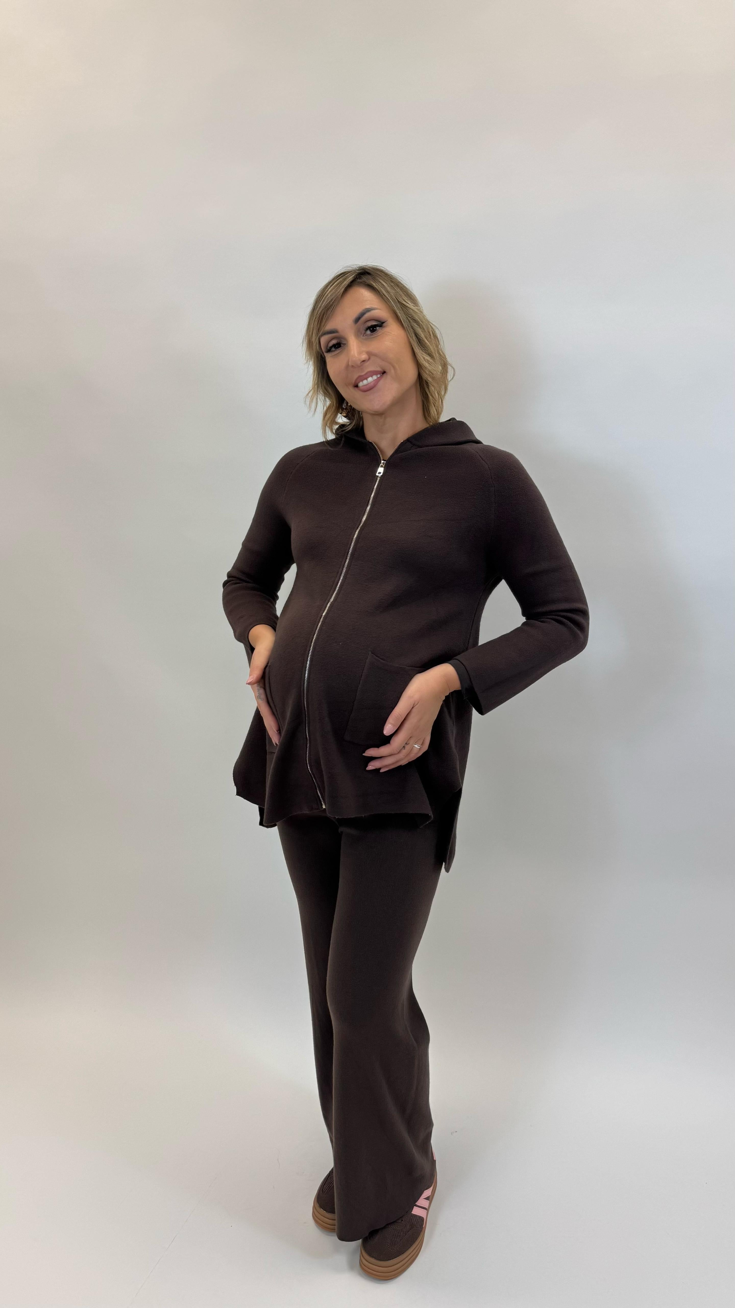 Maxi Pull con Zip Choco