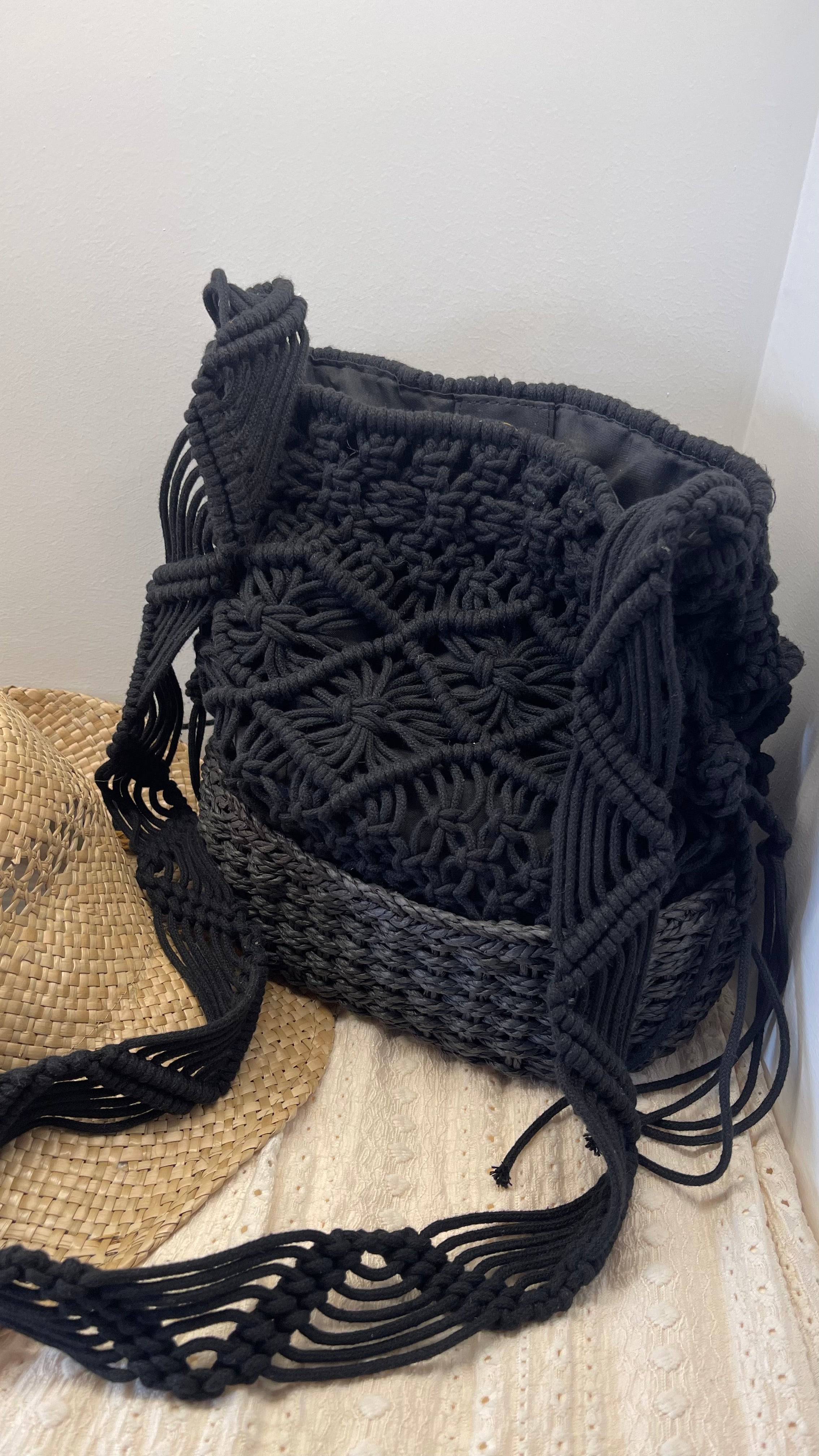 Bag Crochet Bicolor Nera