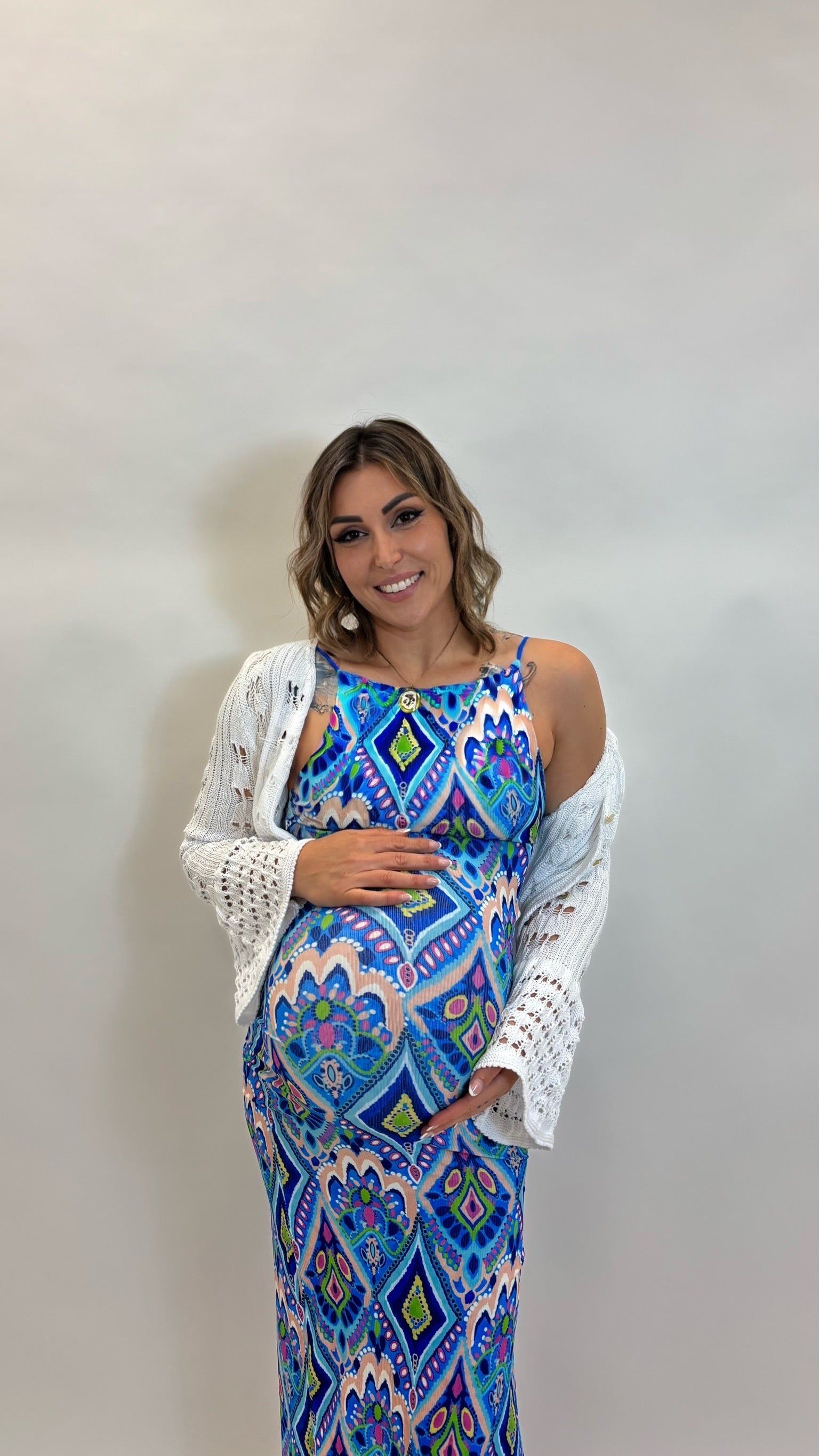 Abito Boho Stampa Blu