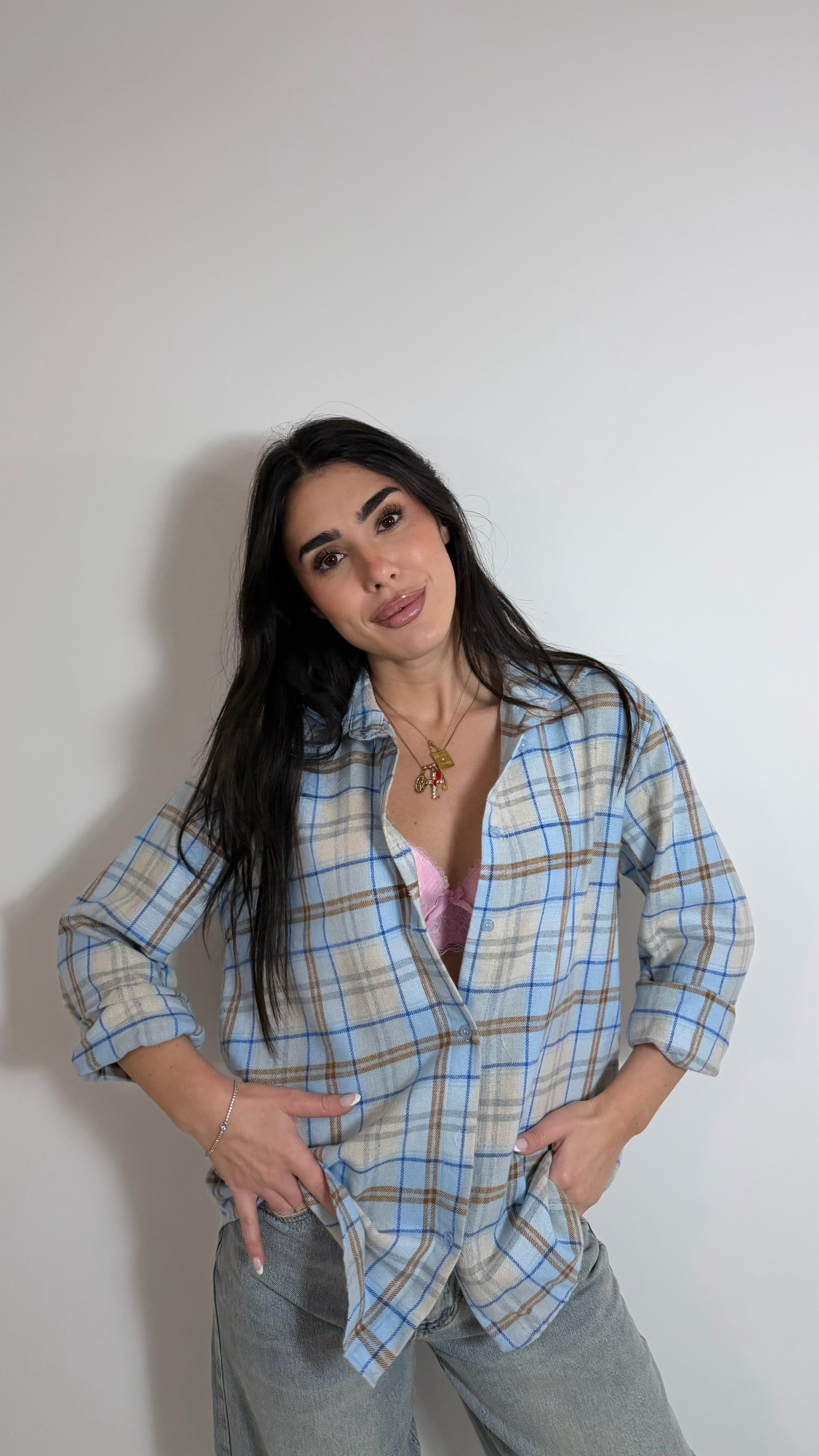 Camicia Quadri Nude & Sky