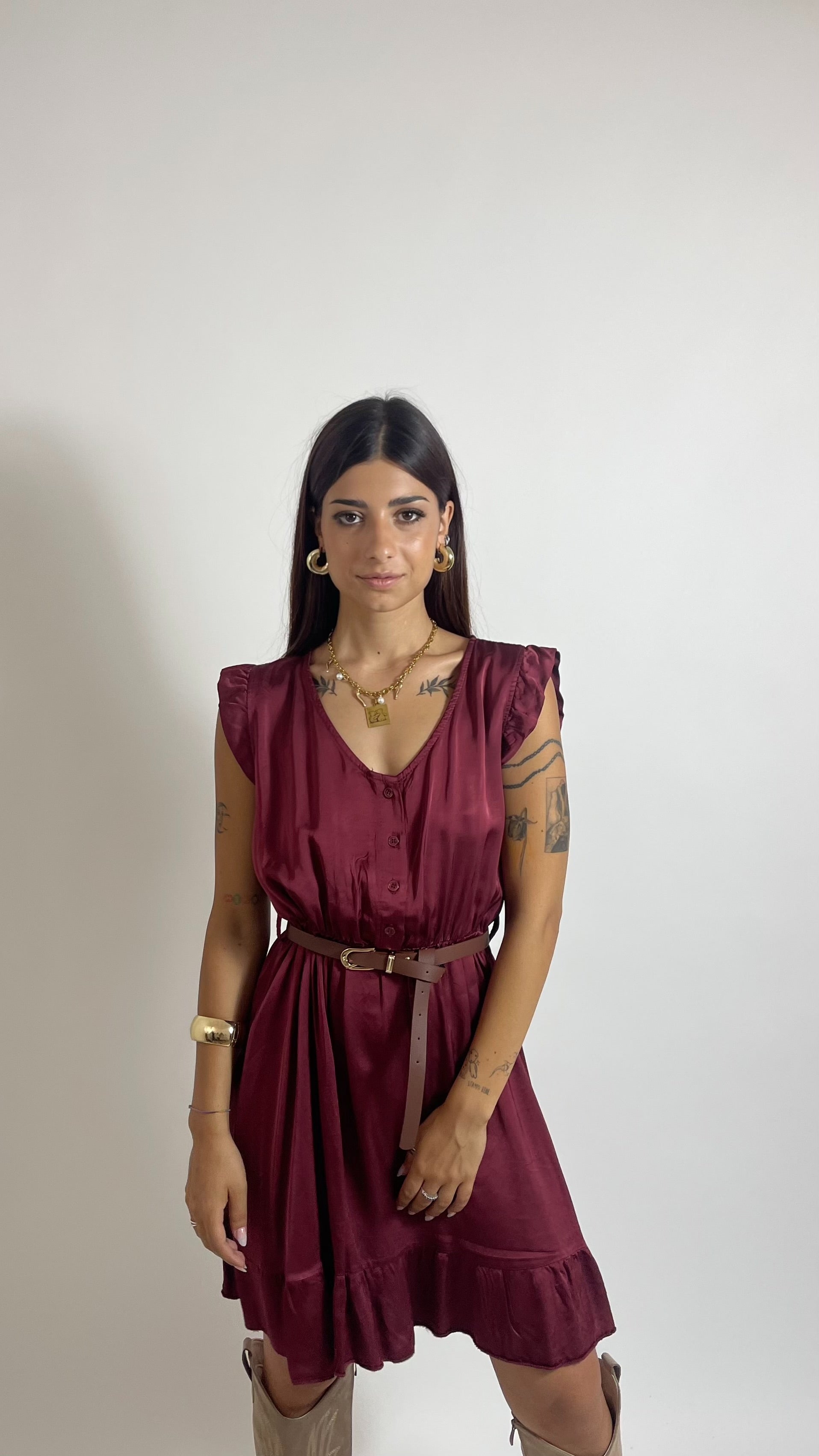 Mini Dress Soft Volant Rosso India