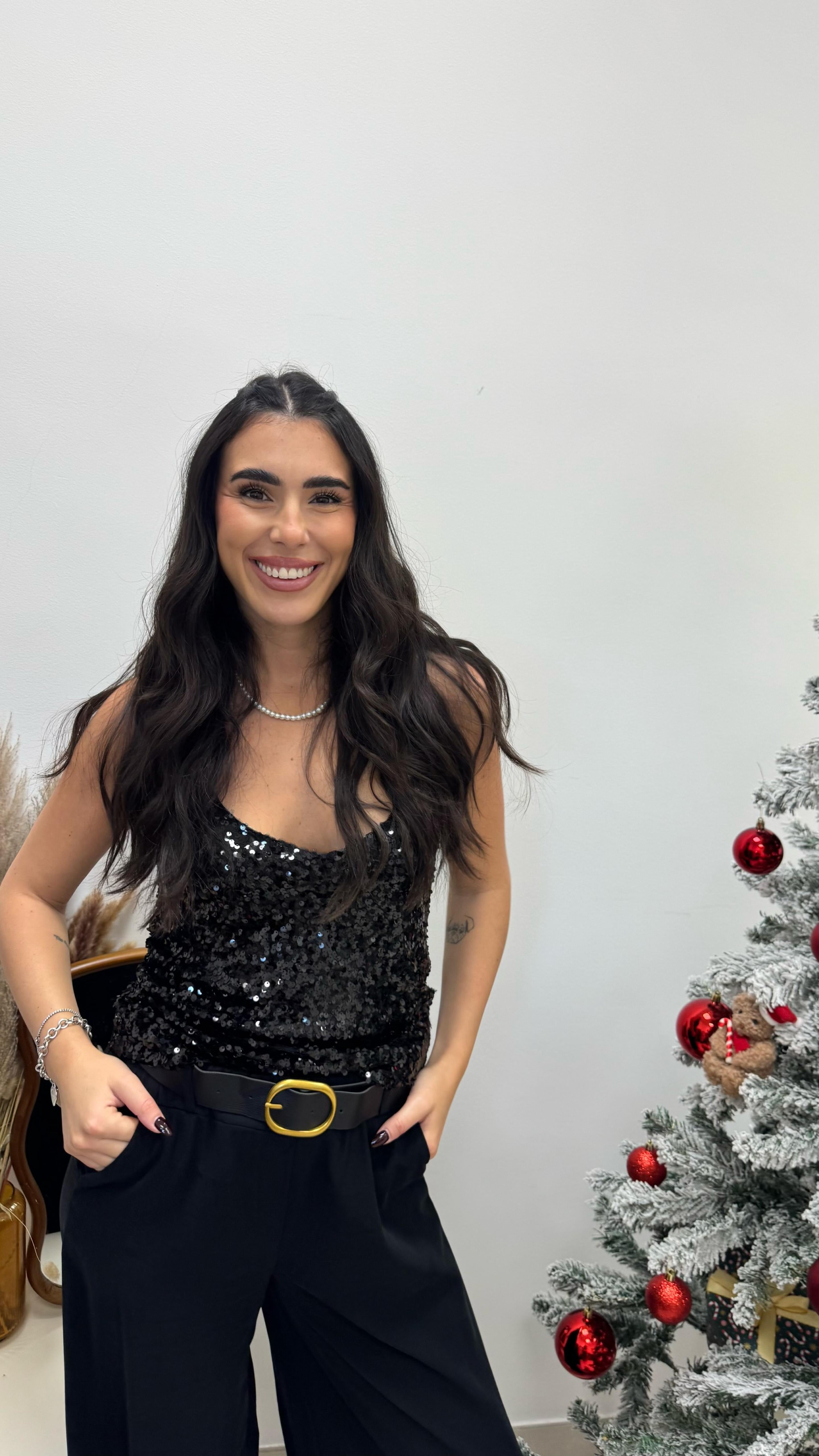 🥂Top Paillettes Nero