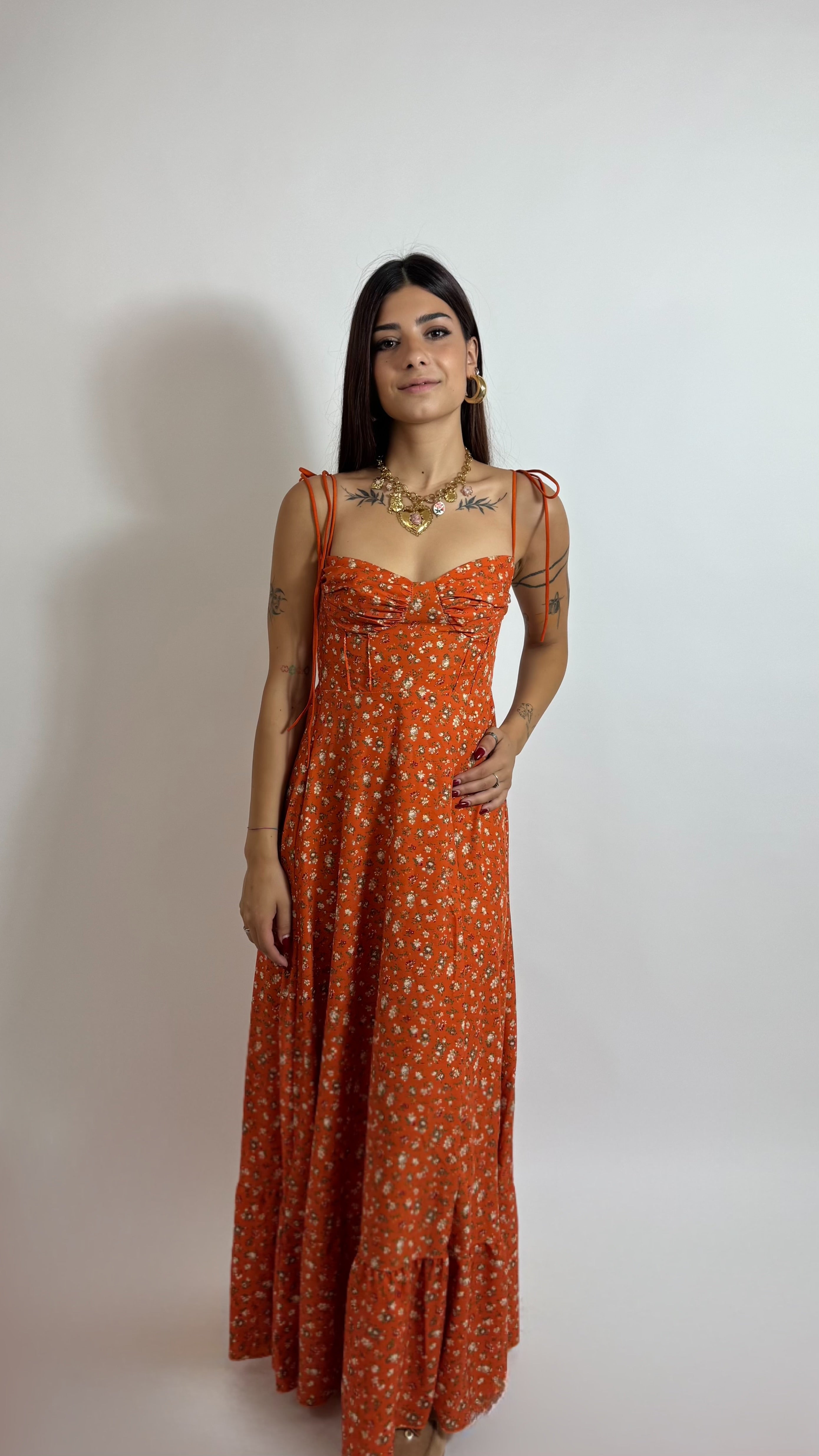 Abito Alice Flowers Orange