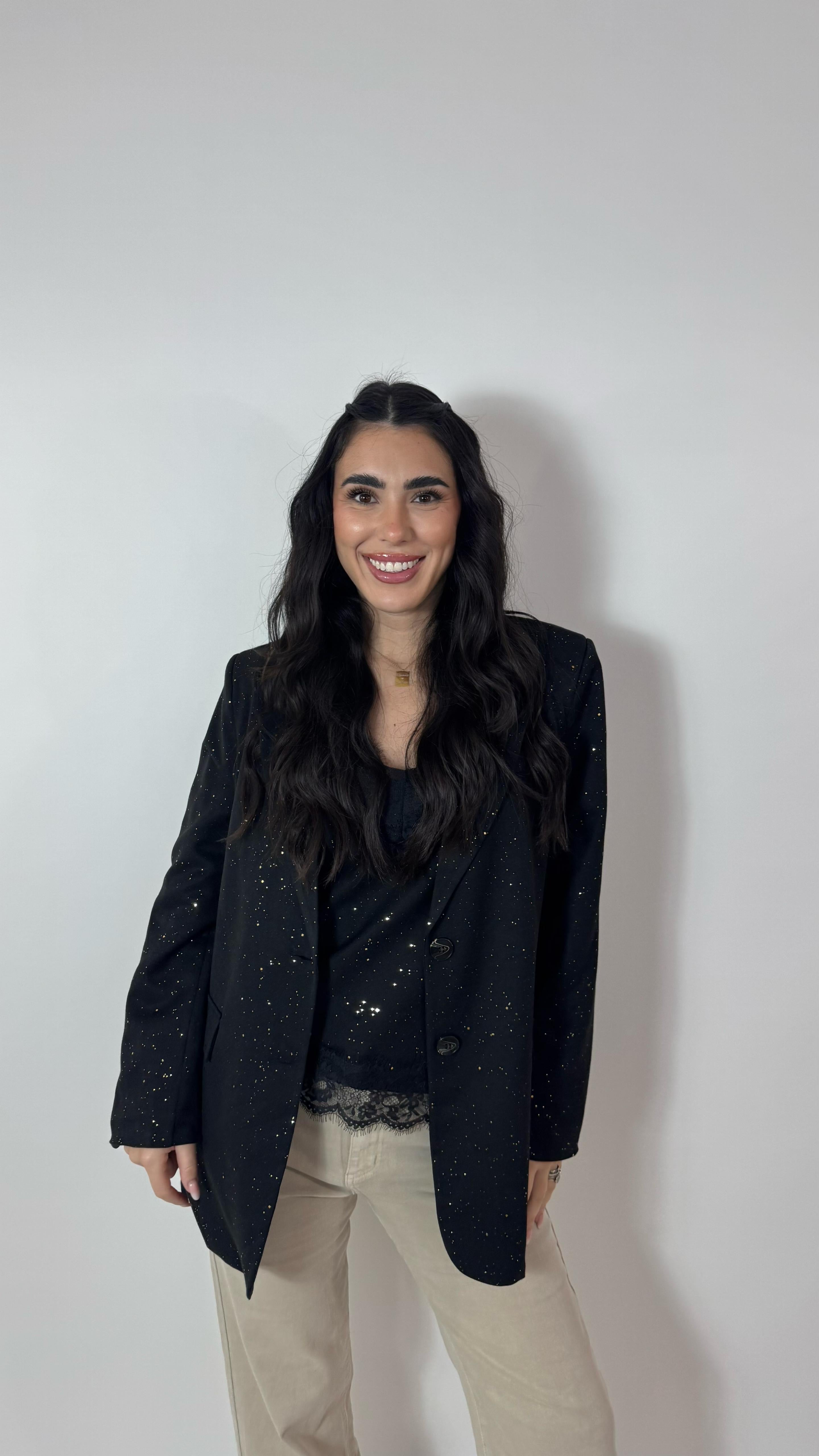 Giacca Tessuto Classico Sparkle Con Top Nera