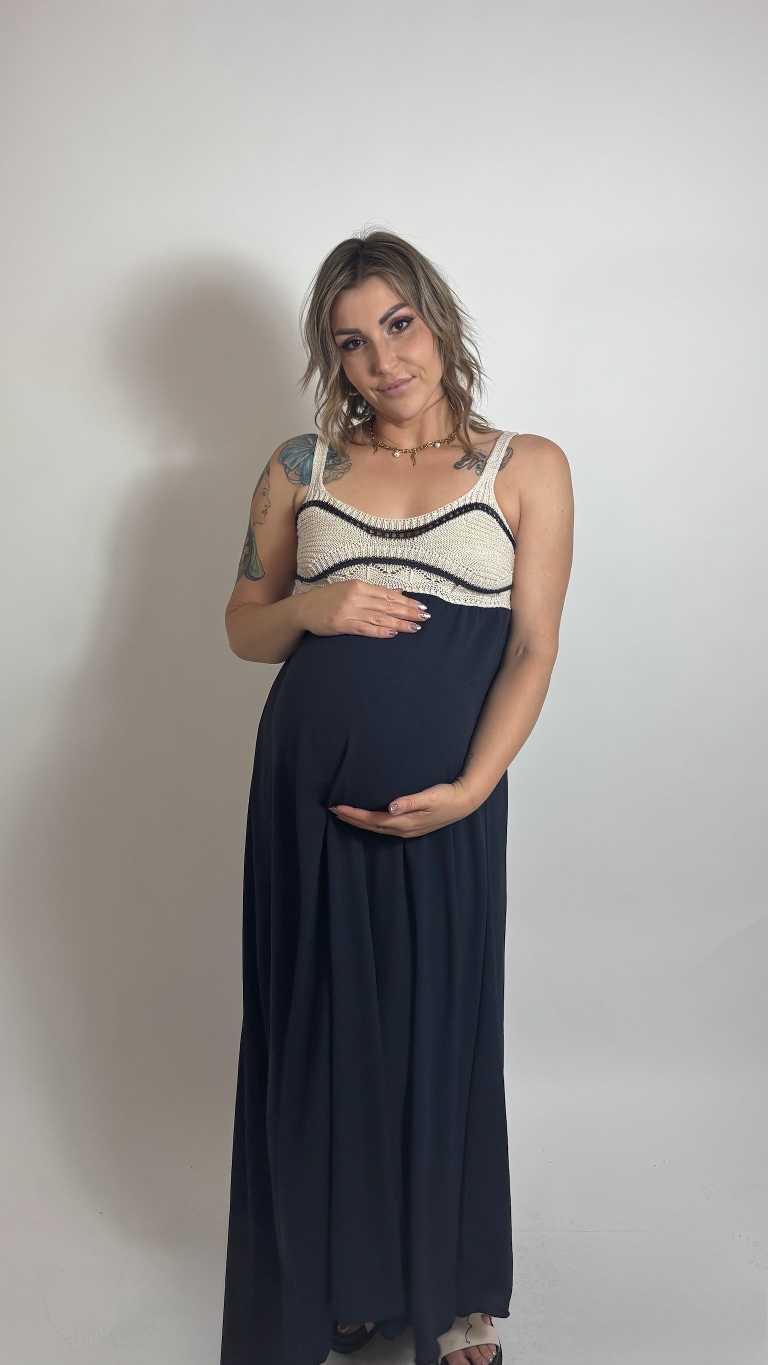 Maxi Dress Crochet Chic Blu
