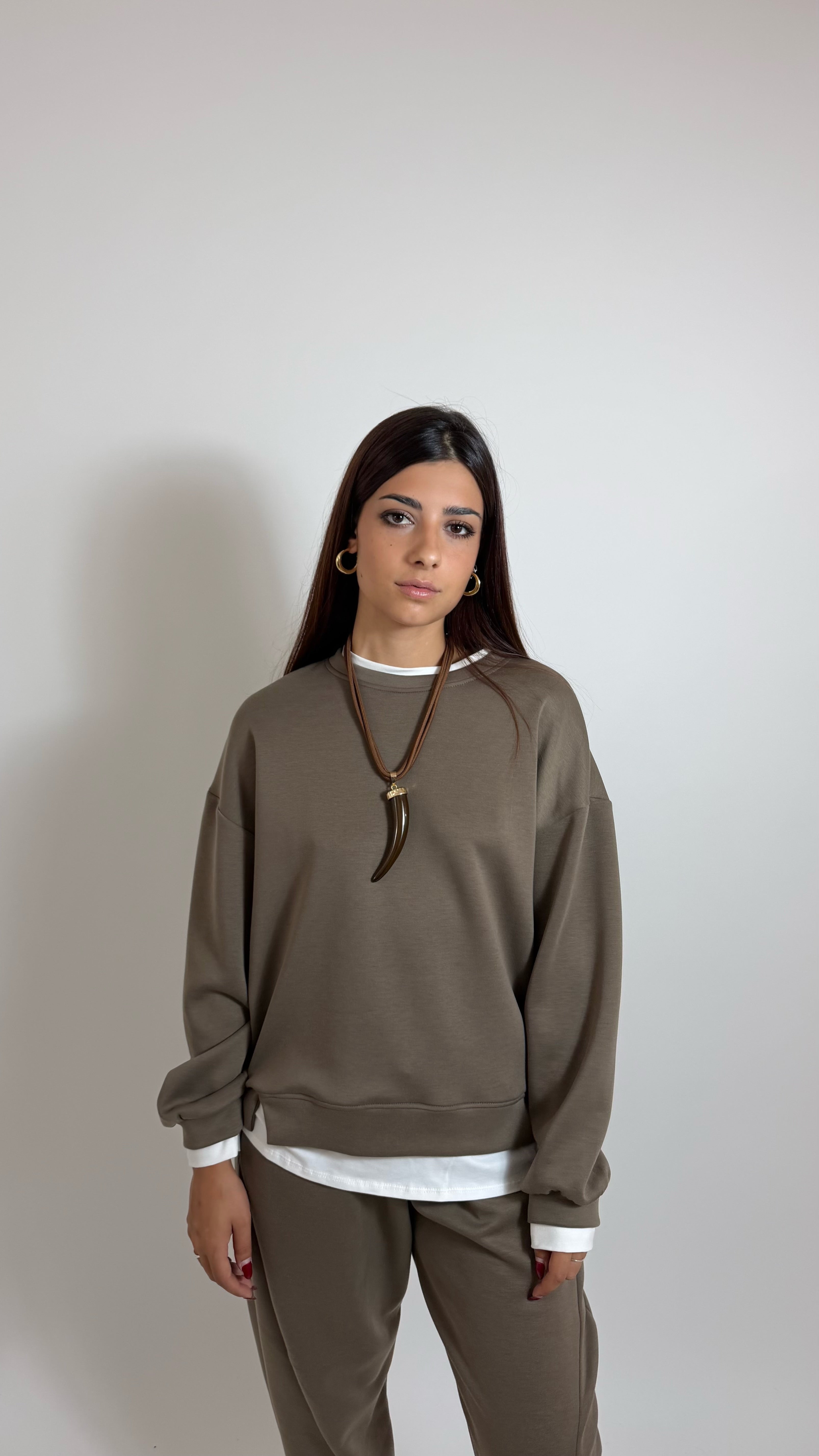 Felpa Con Maglia Over Tortora