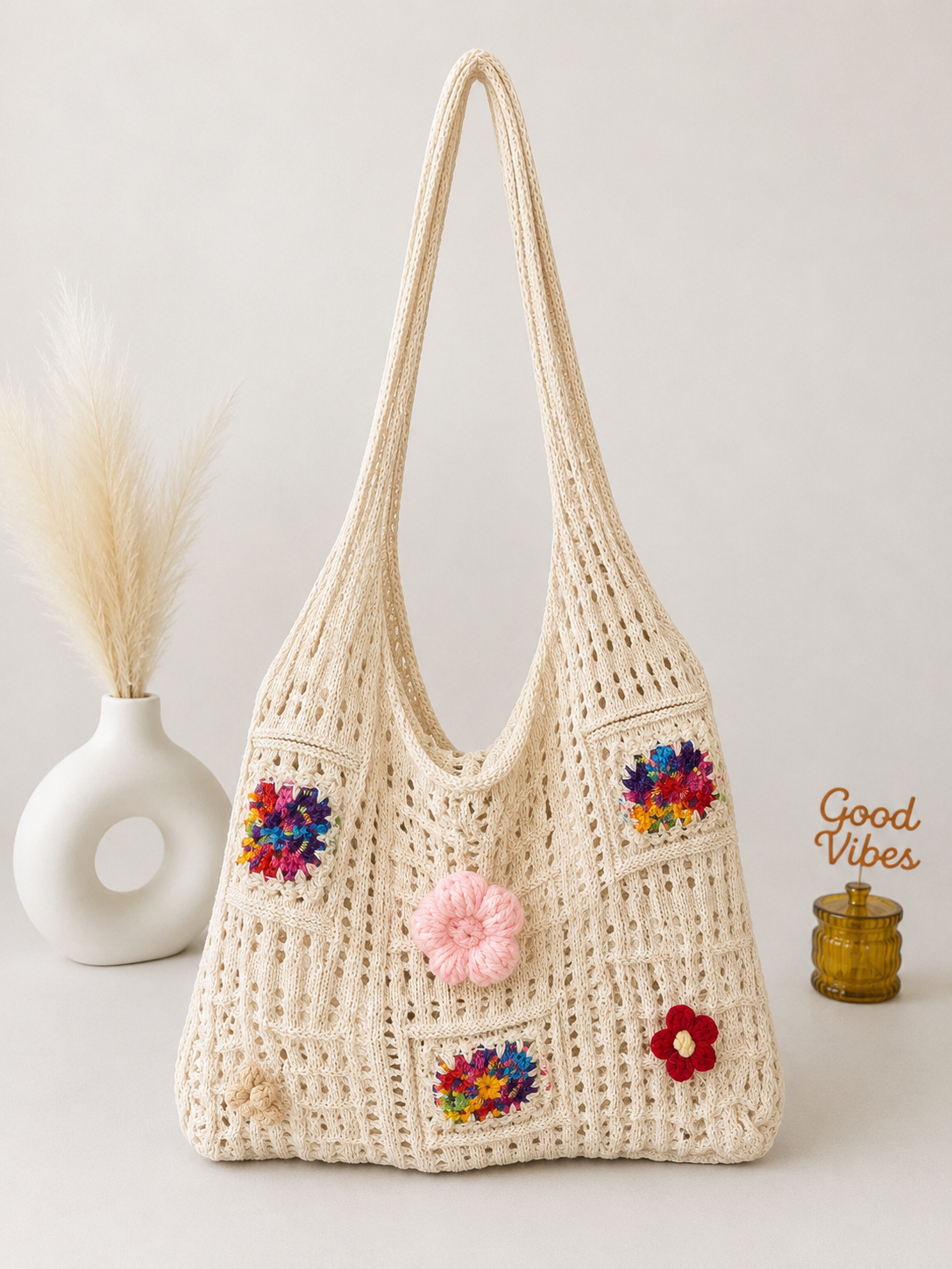 Maxi Bag Handmade Pink Flower