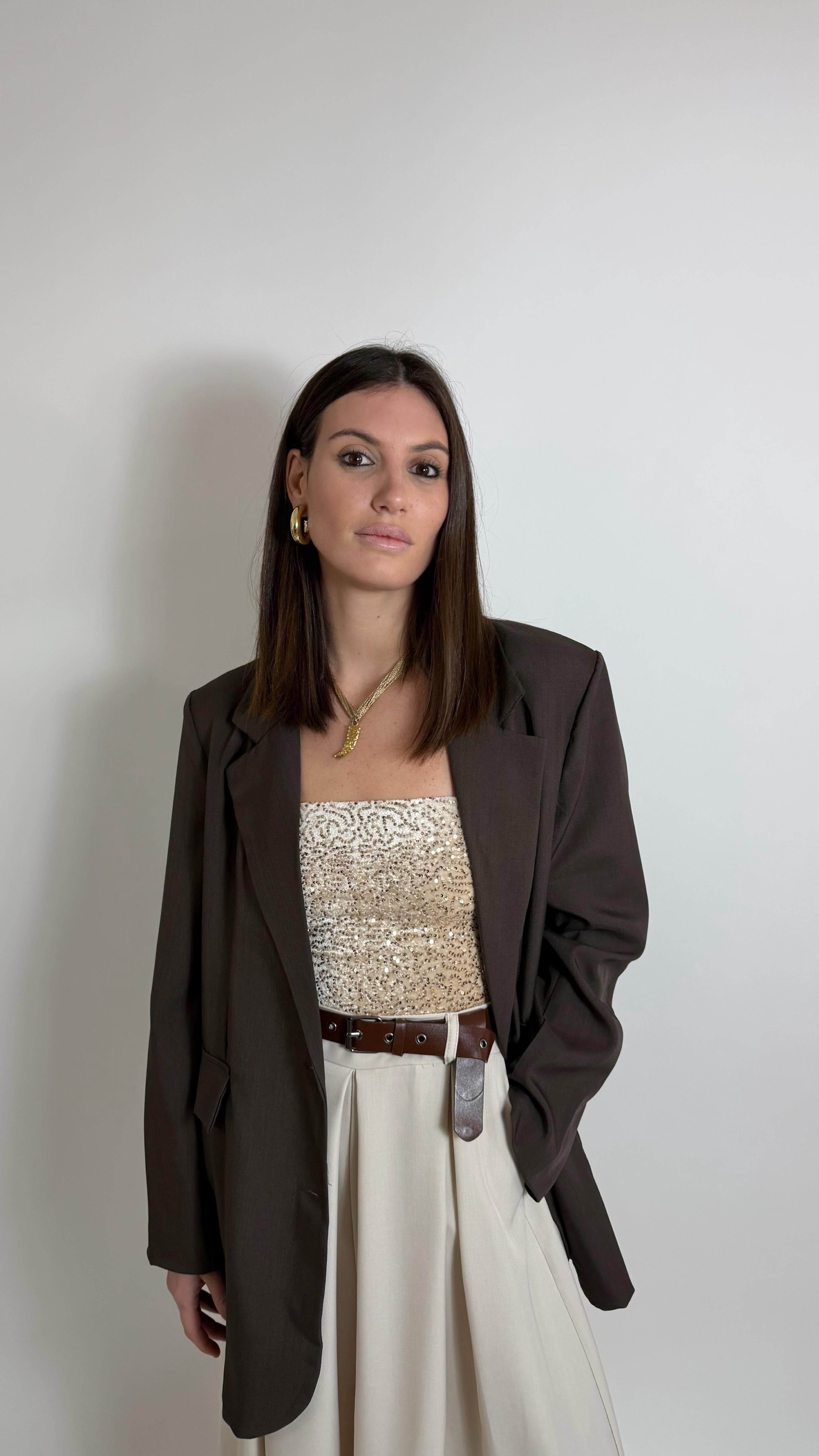 Body Paillettes Velvet Champagne