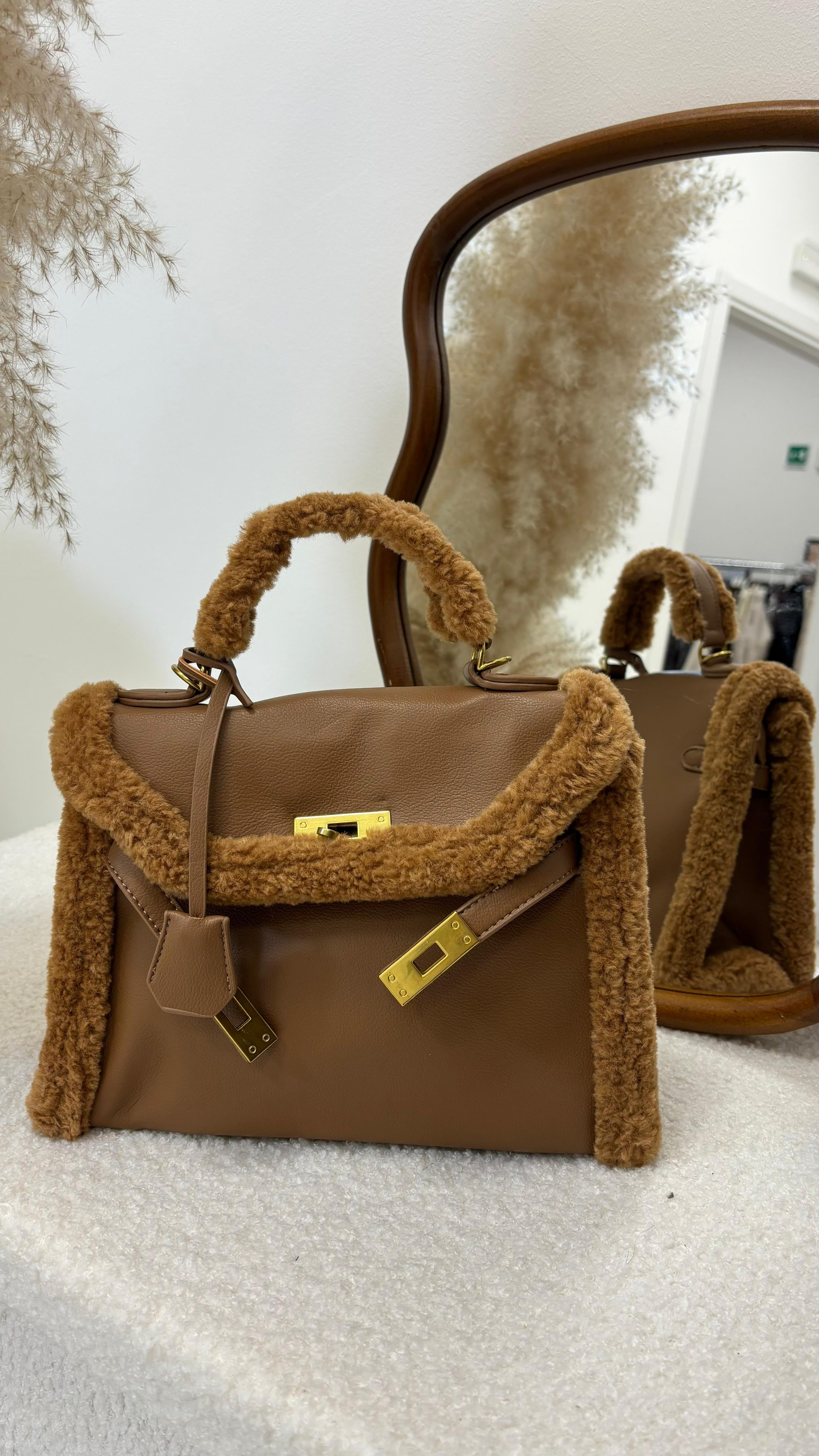 Mini Kelly Bag Ecofur Camel