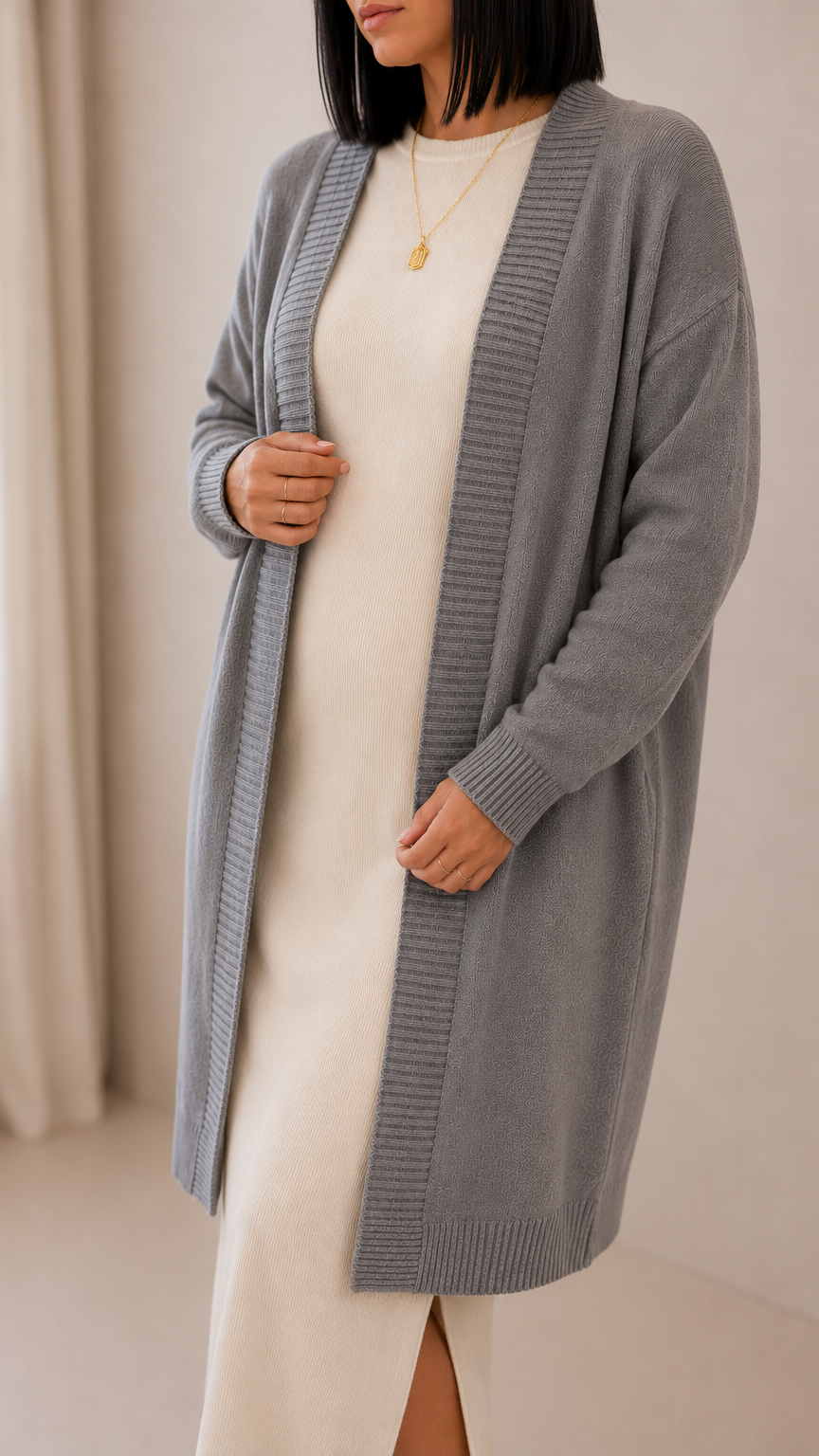 Cardigan Cannolè Top Quality Grigio Perla