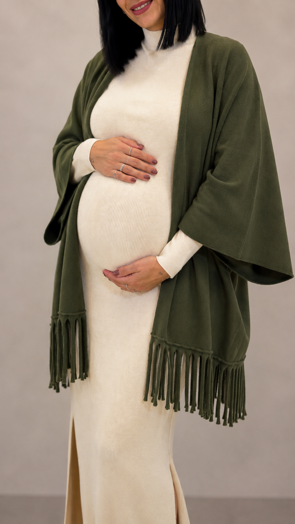 Cardigan Manica Campana Verde Utility