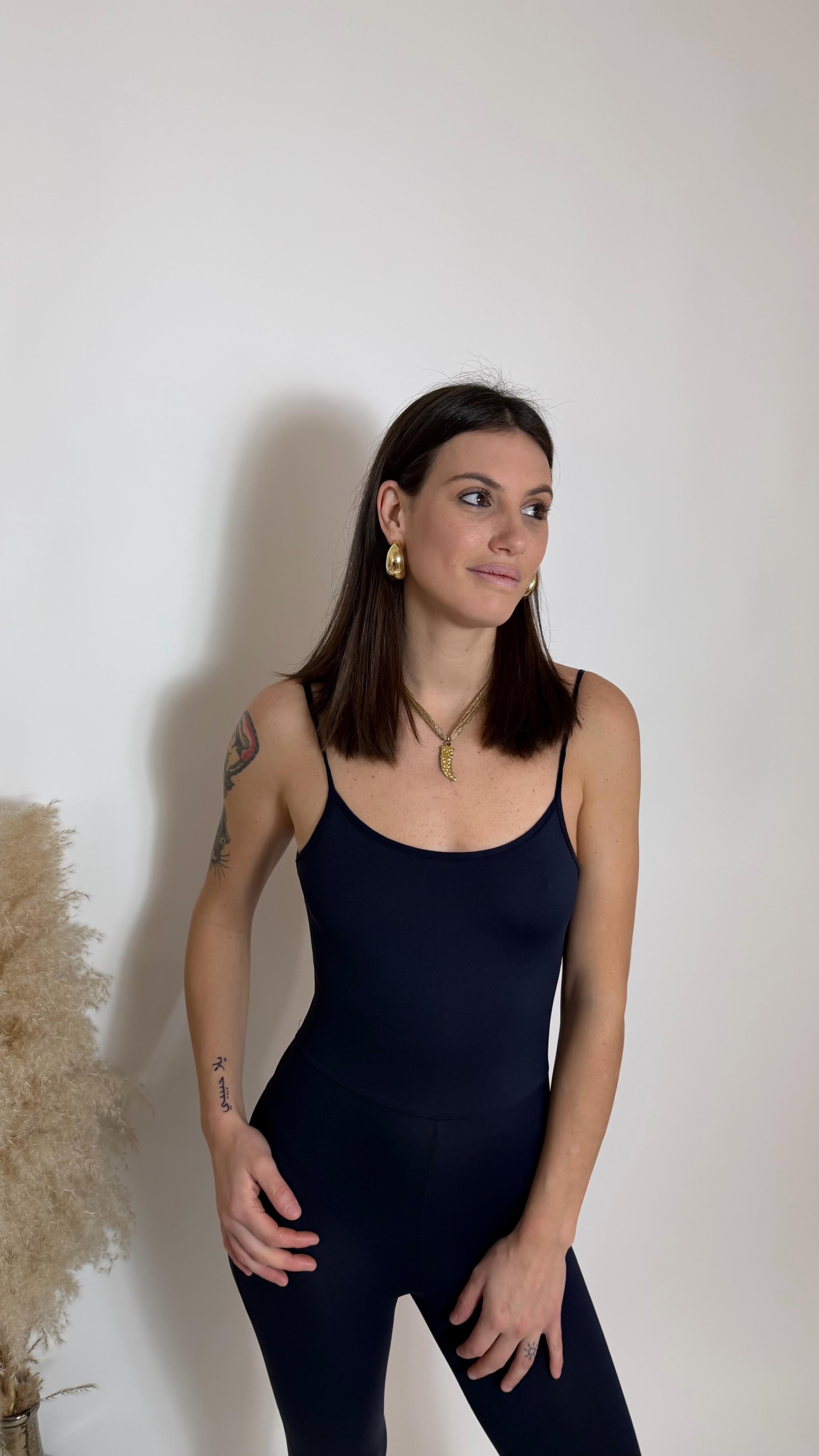 Jumpsuit Second Skin - Bretella Sottile - Sigaretta / Blu Notte
