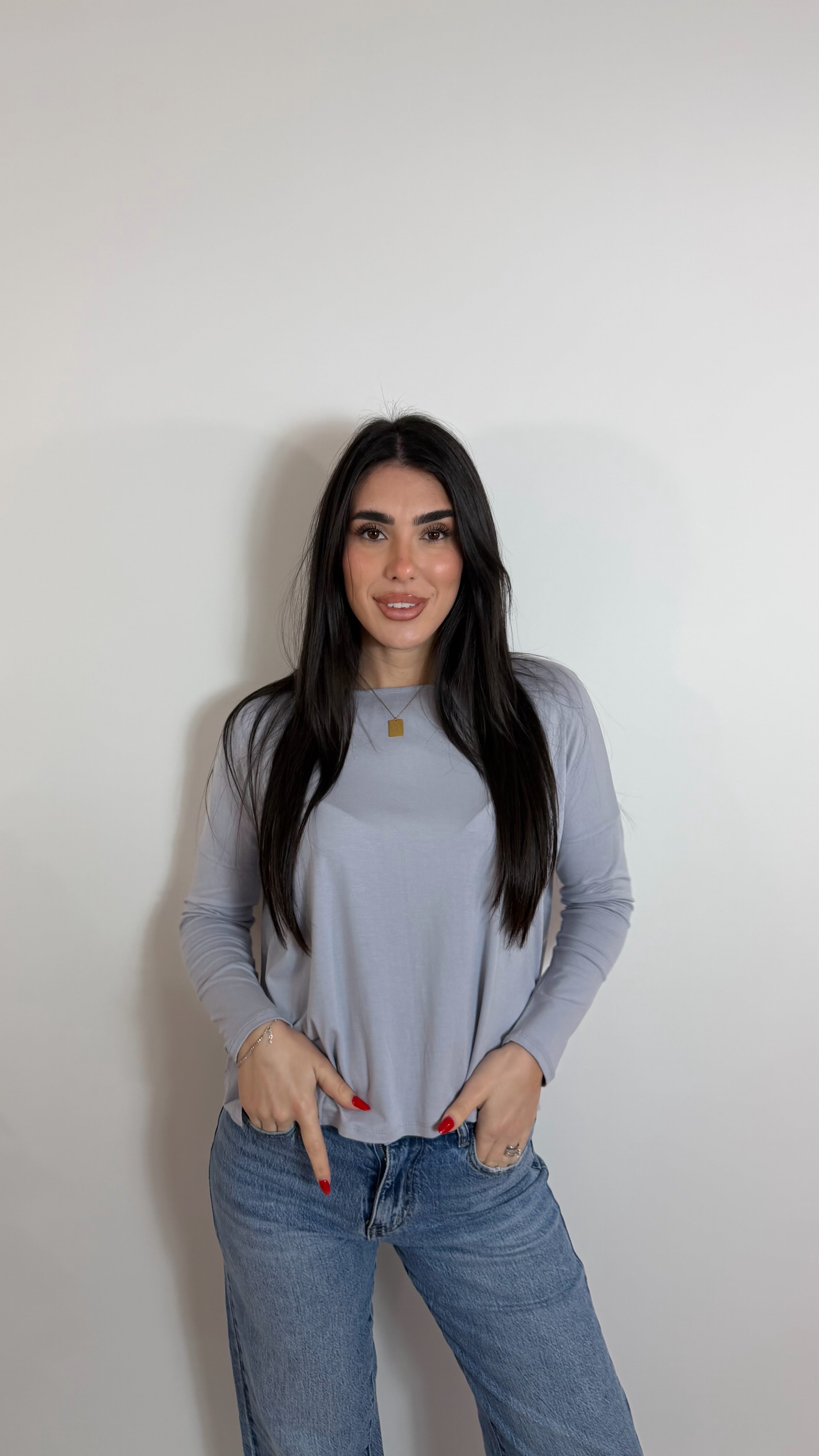 Maglia Kim Oversize Grigio Perla