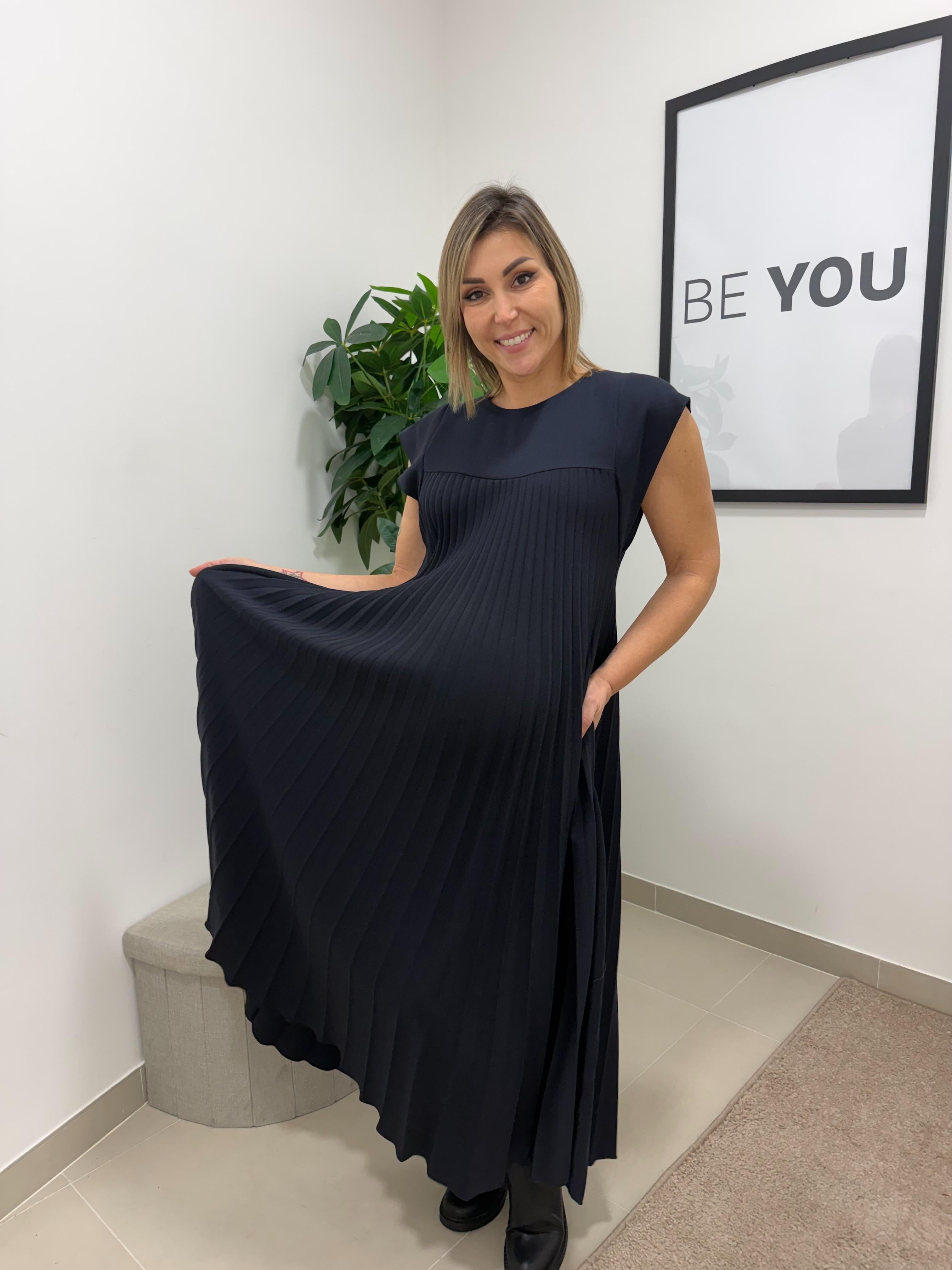 Abito Plissé Elegance Blu Notte