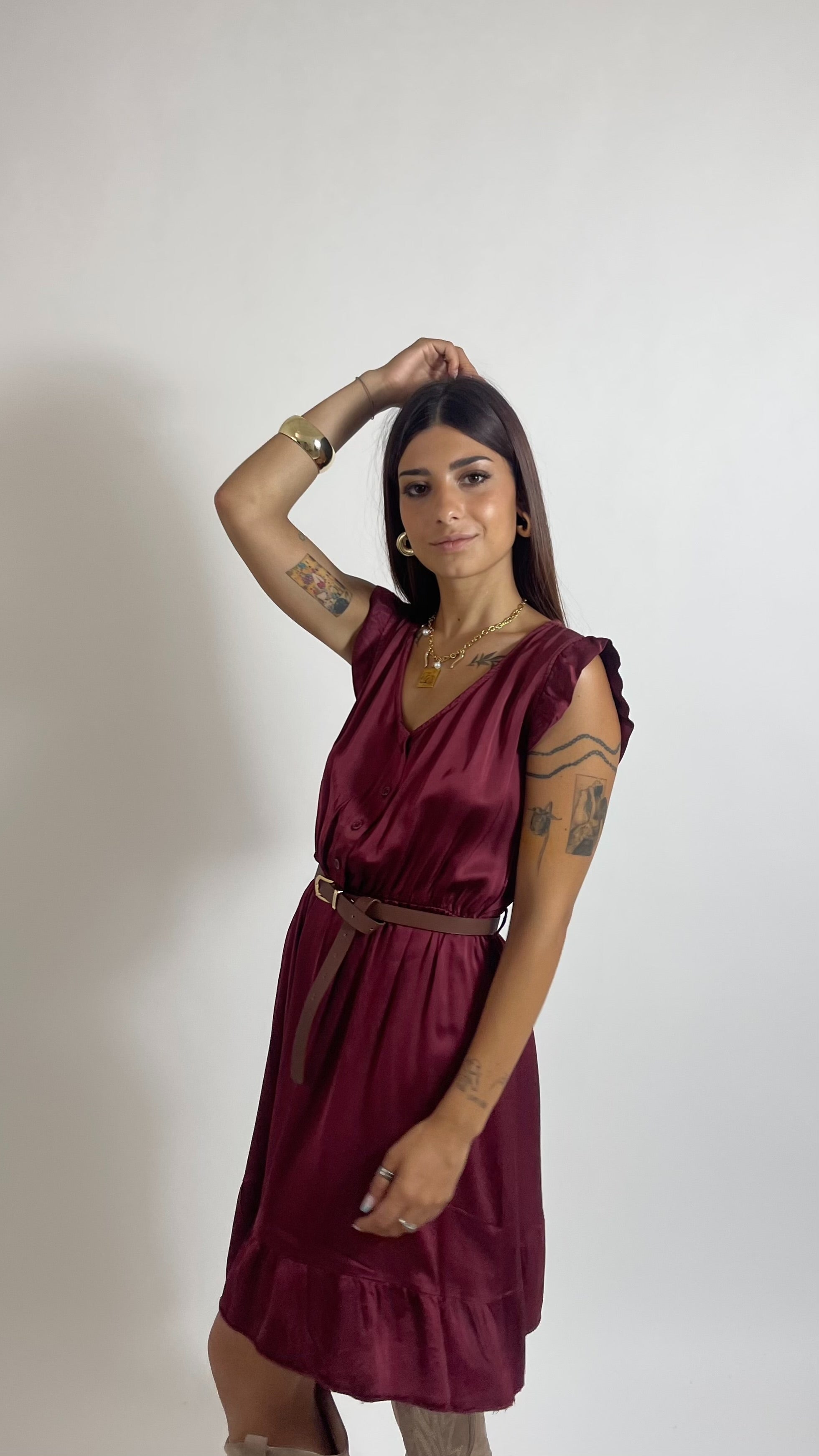 Mini Dress Soft Volant Rosso India