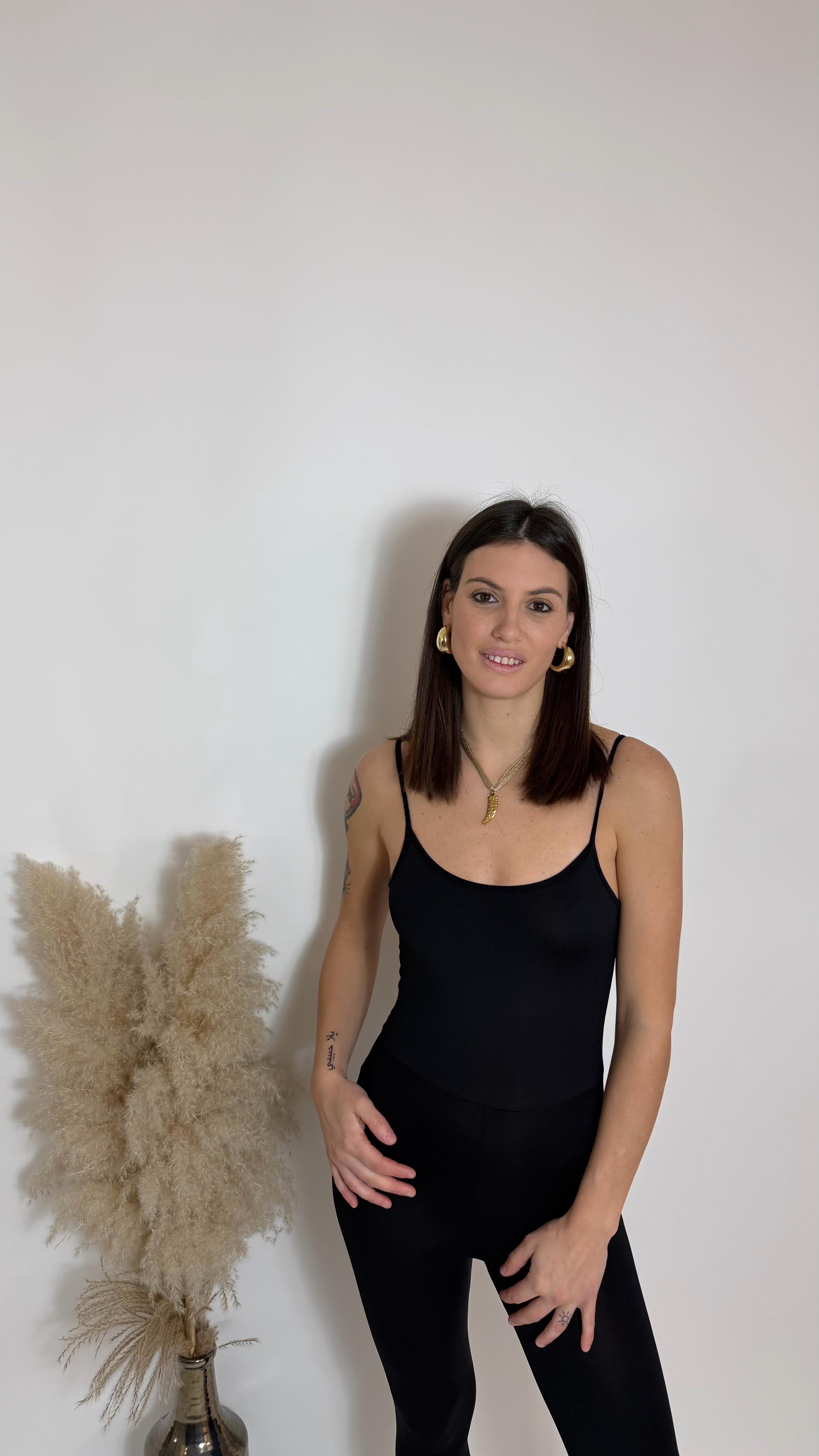 Jumpsuit Second Skin - Bretella Sottile - Sigaretta / Nera