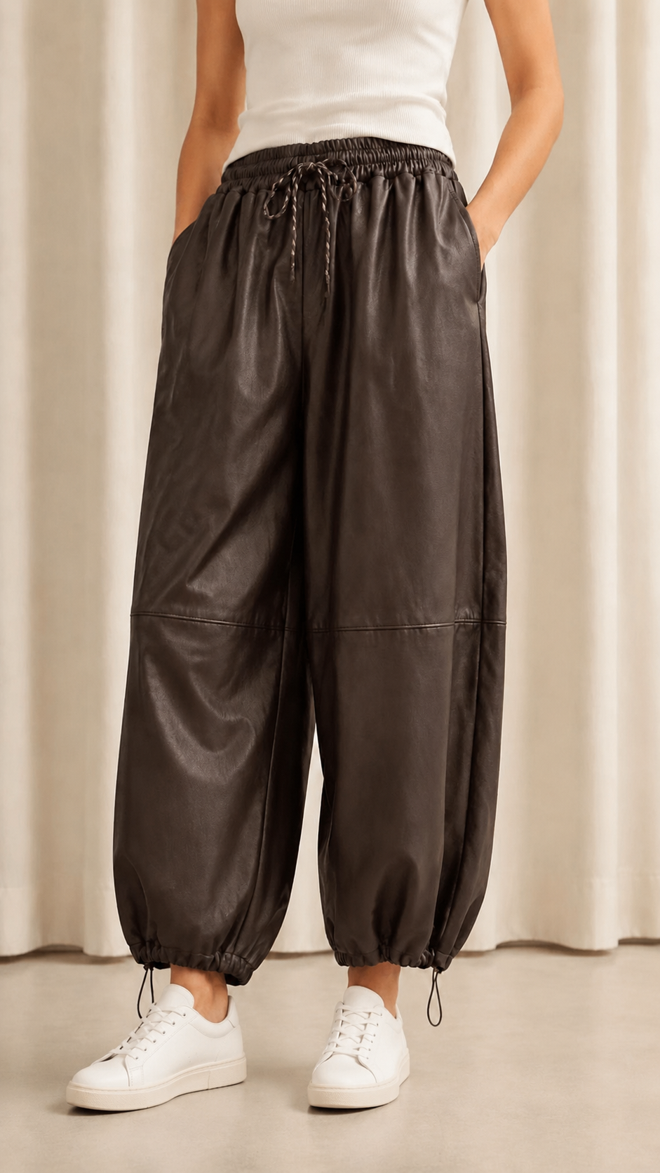 Panta Baggy Ecopelle Choco