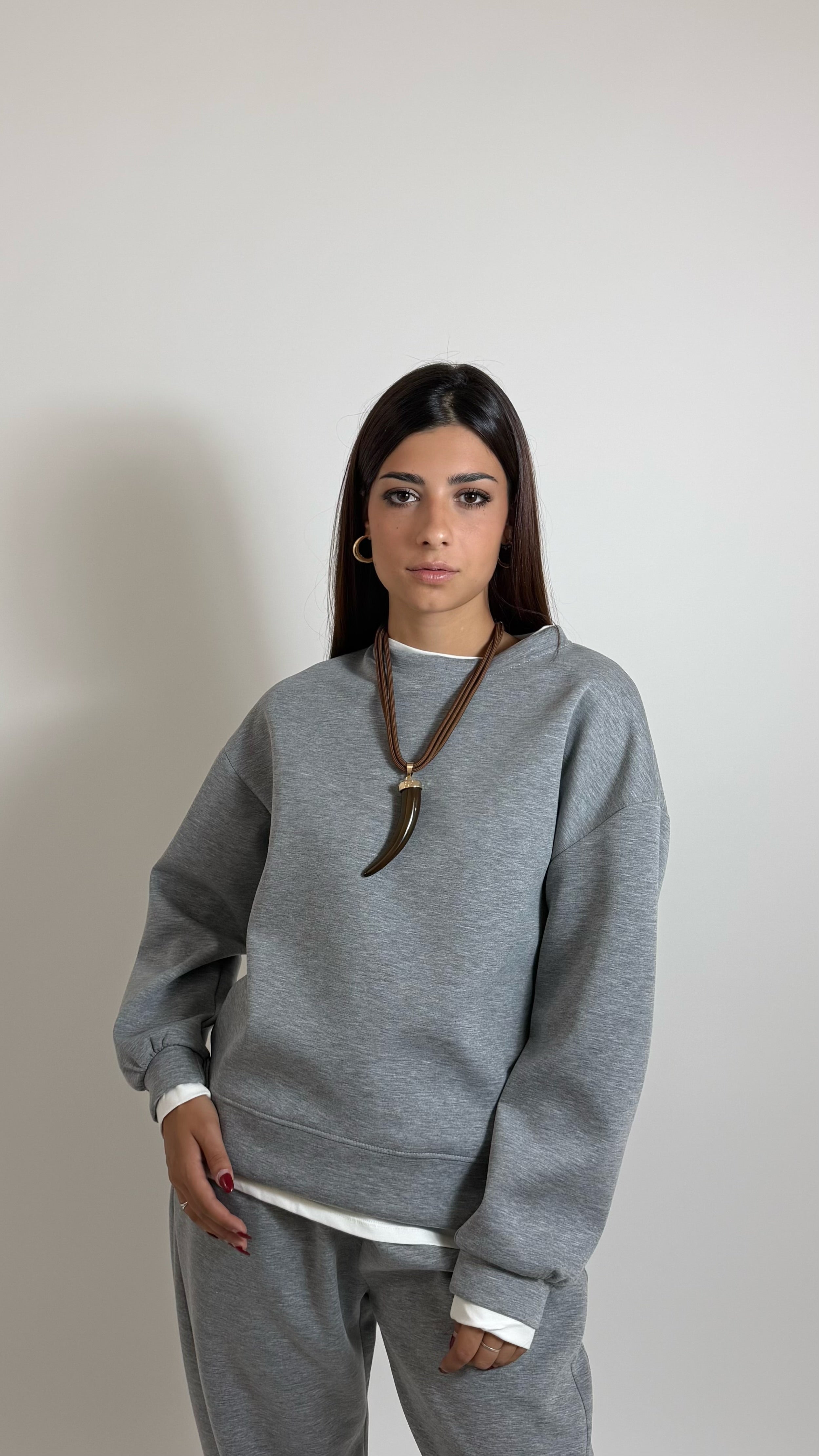 Felpa Con Maglia Over Grigio
