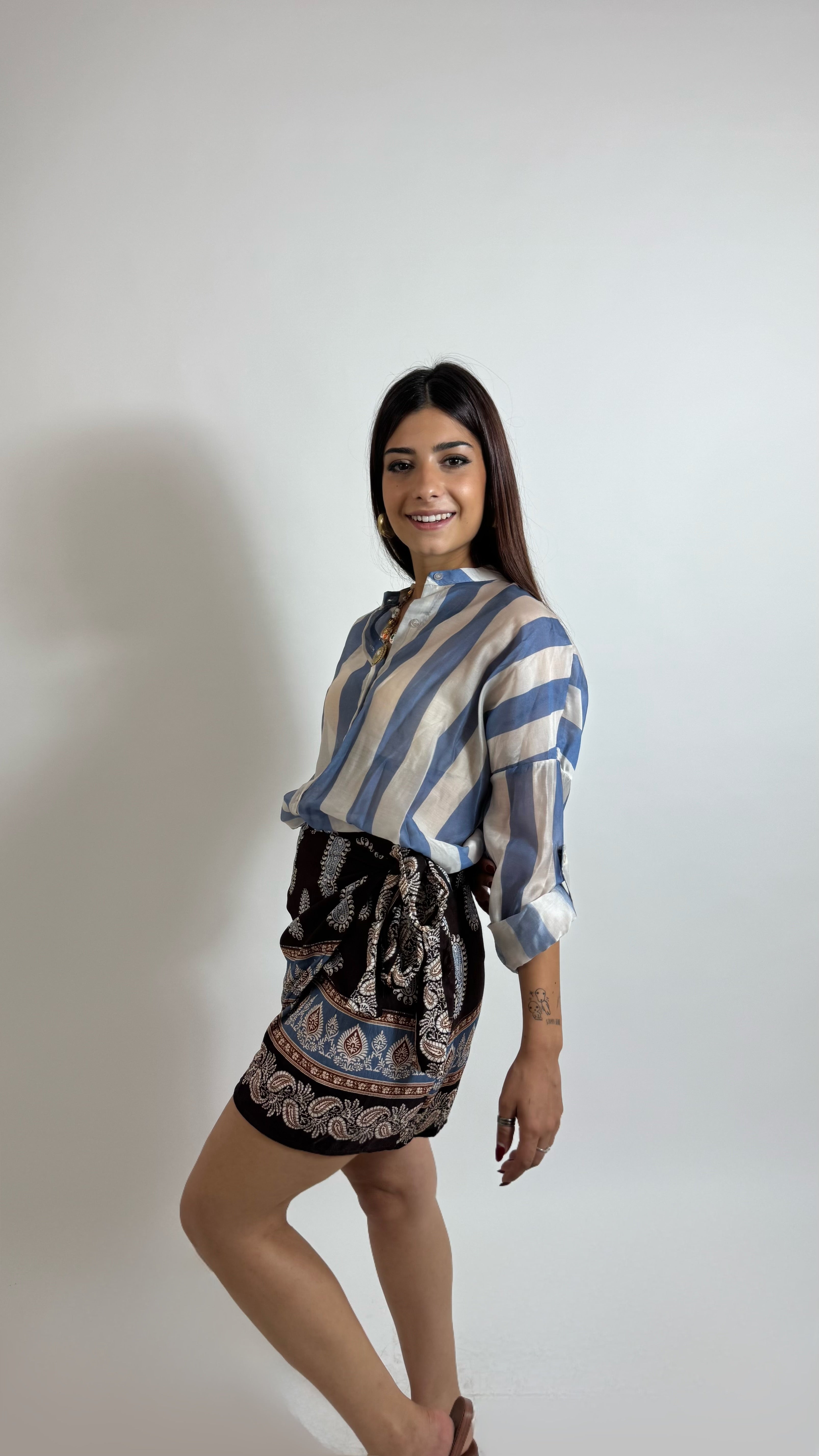 Mini Gonna Pareo Paisley Moka/Indaco
