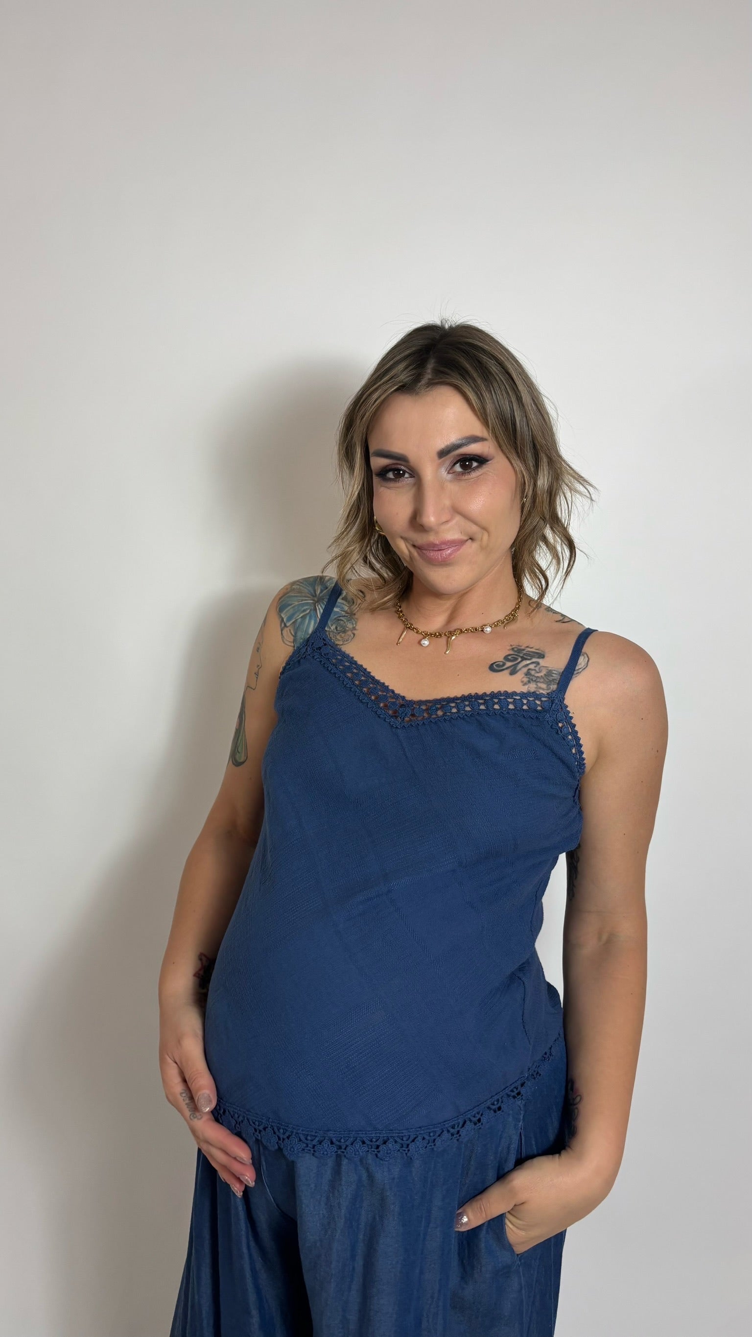 Top Crochet Blu