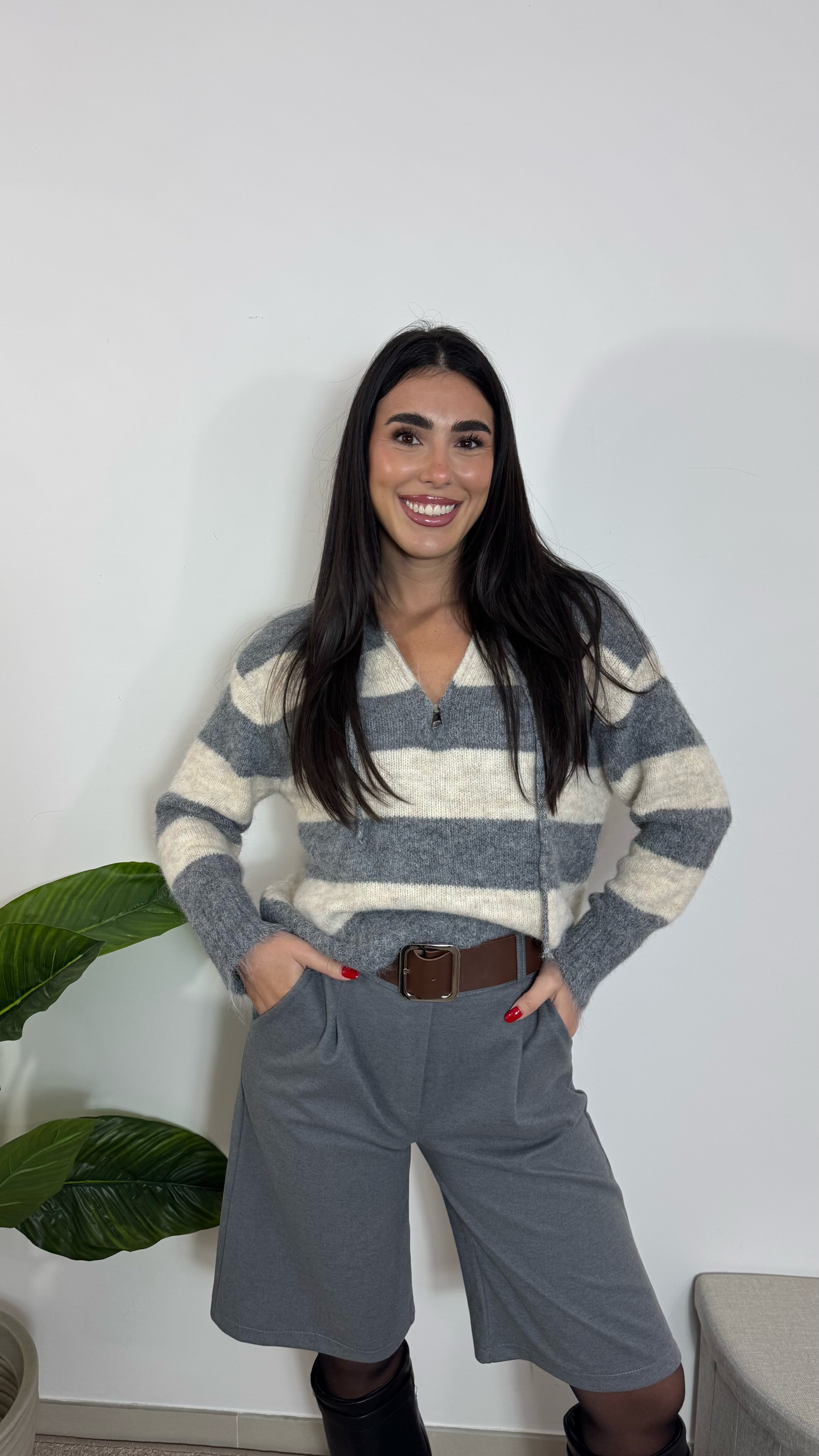 Bermuda Con Cinta Grigio Perla