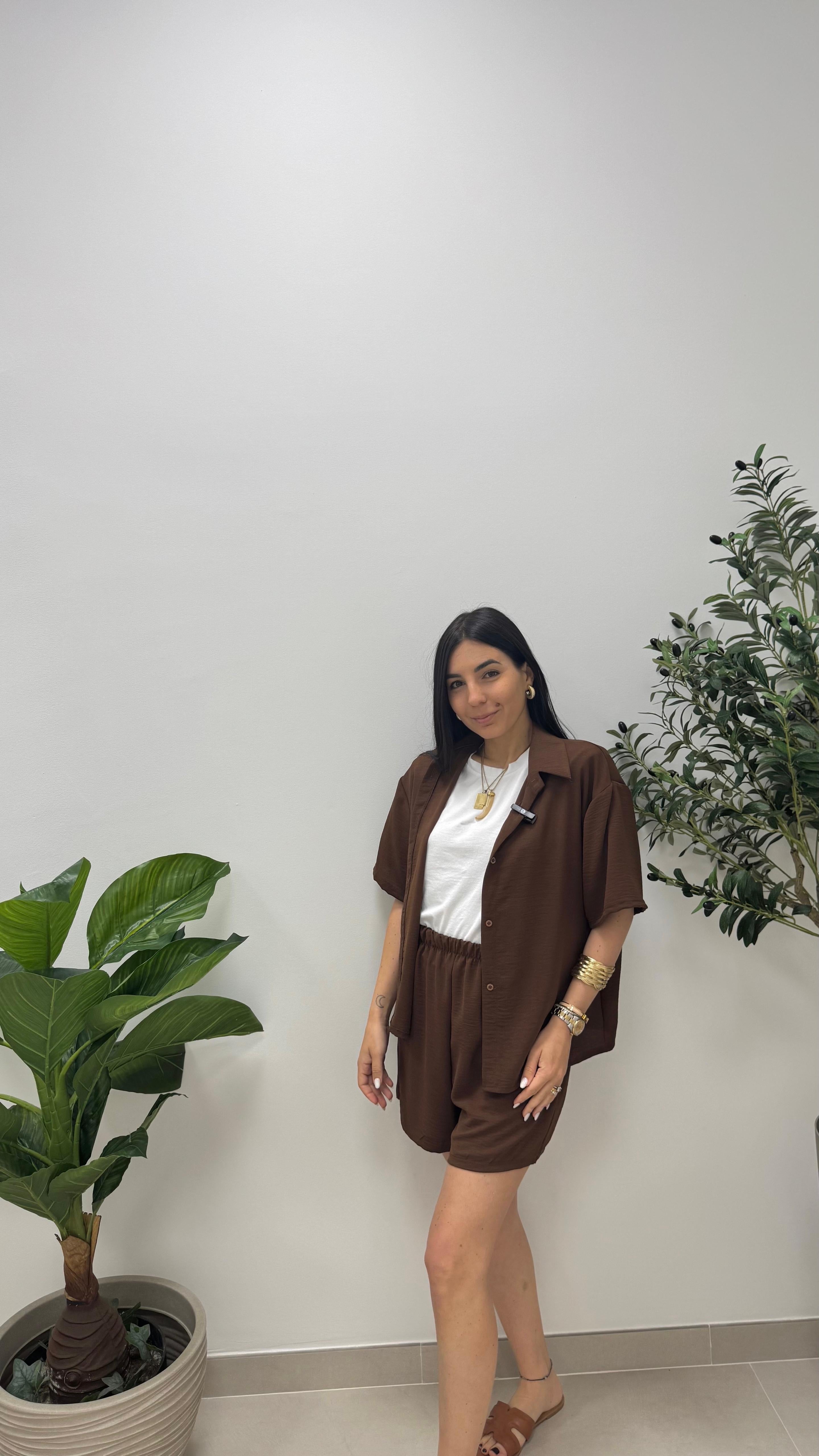 Set Utility Shorts e Camicia Choco
