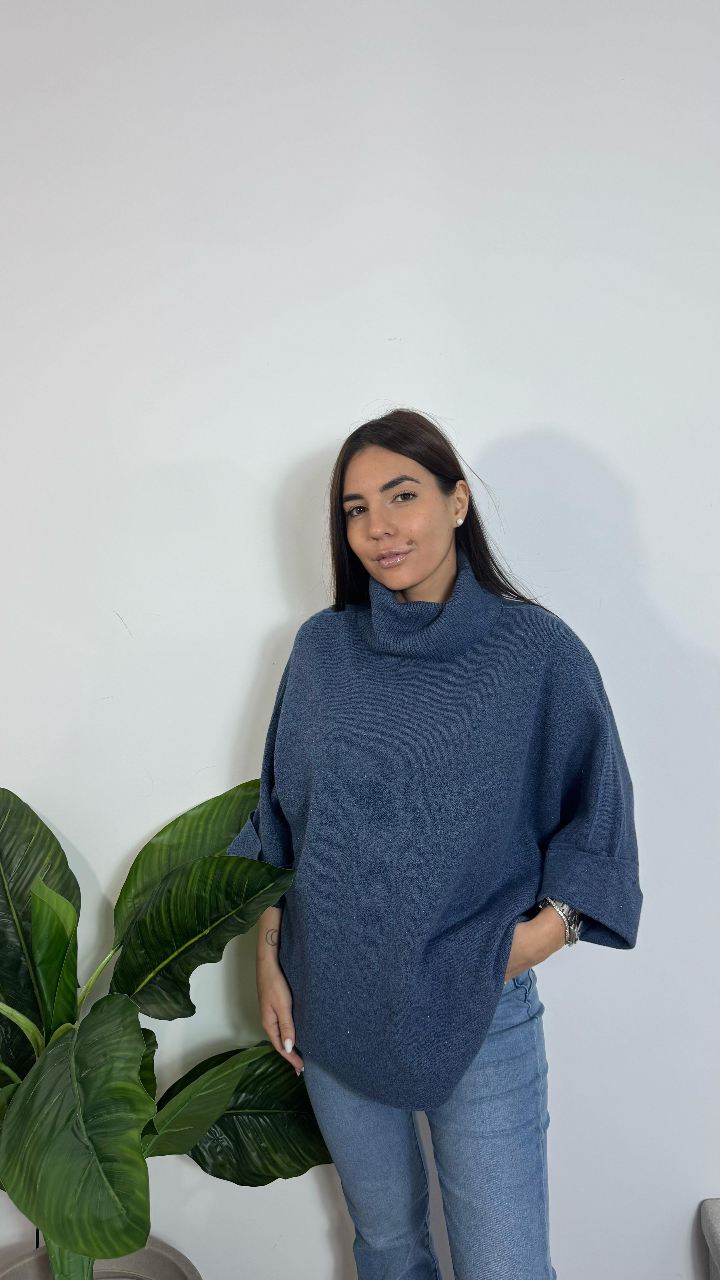 Pull Oversize Punti Luce Ceruleo