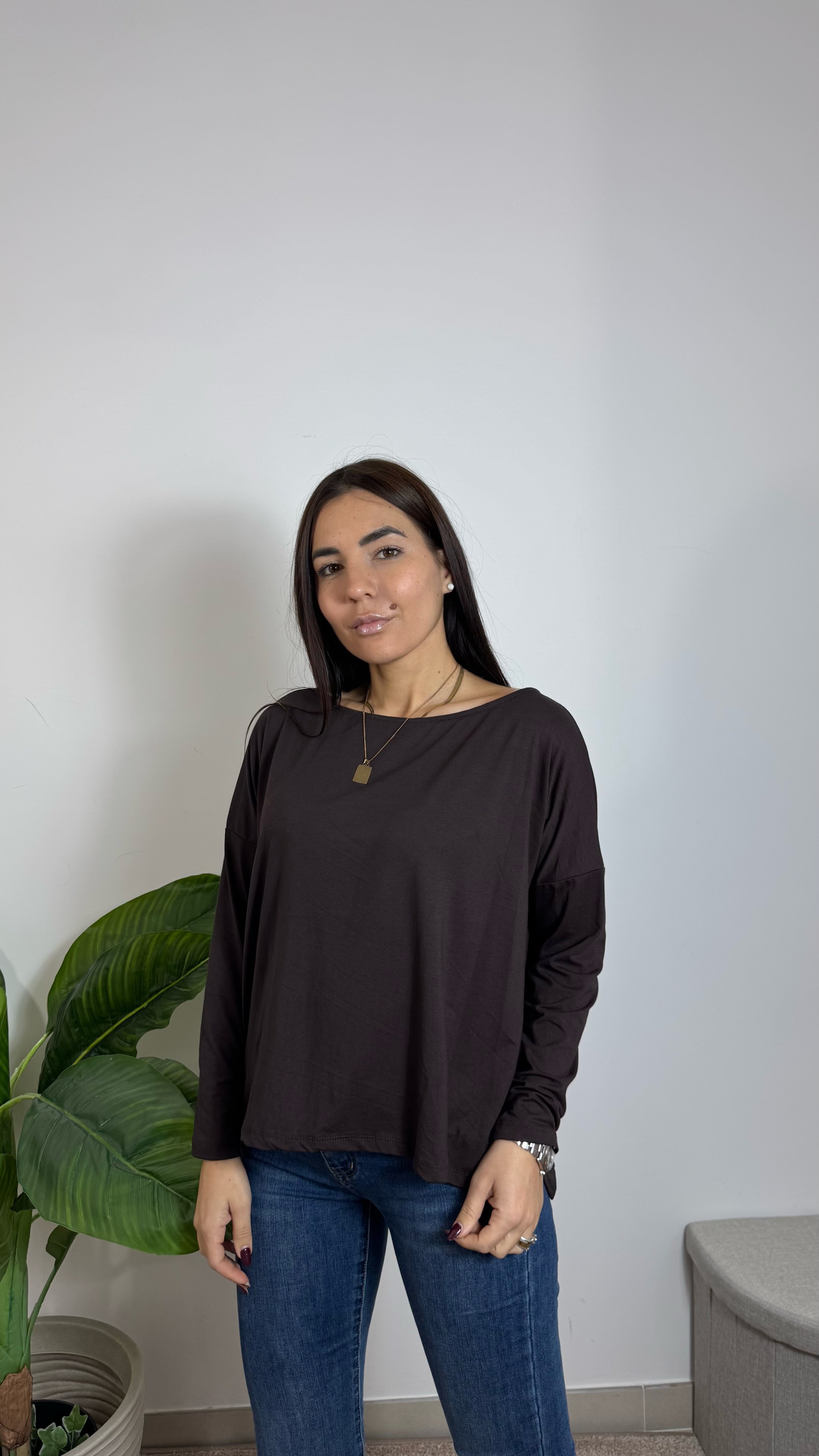 Maglia Over Basic Choco