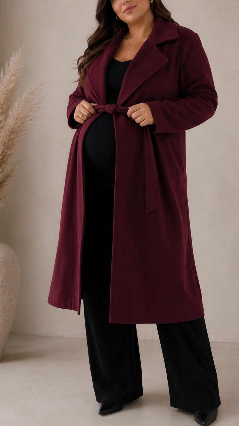 Coat con Cinta Burgundy
