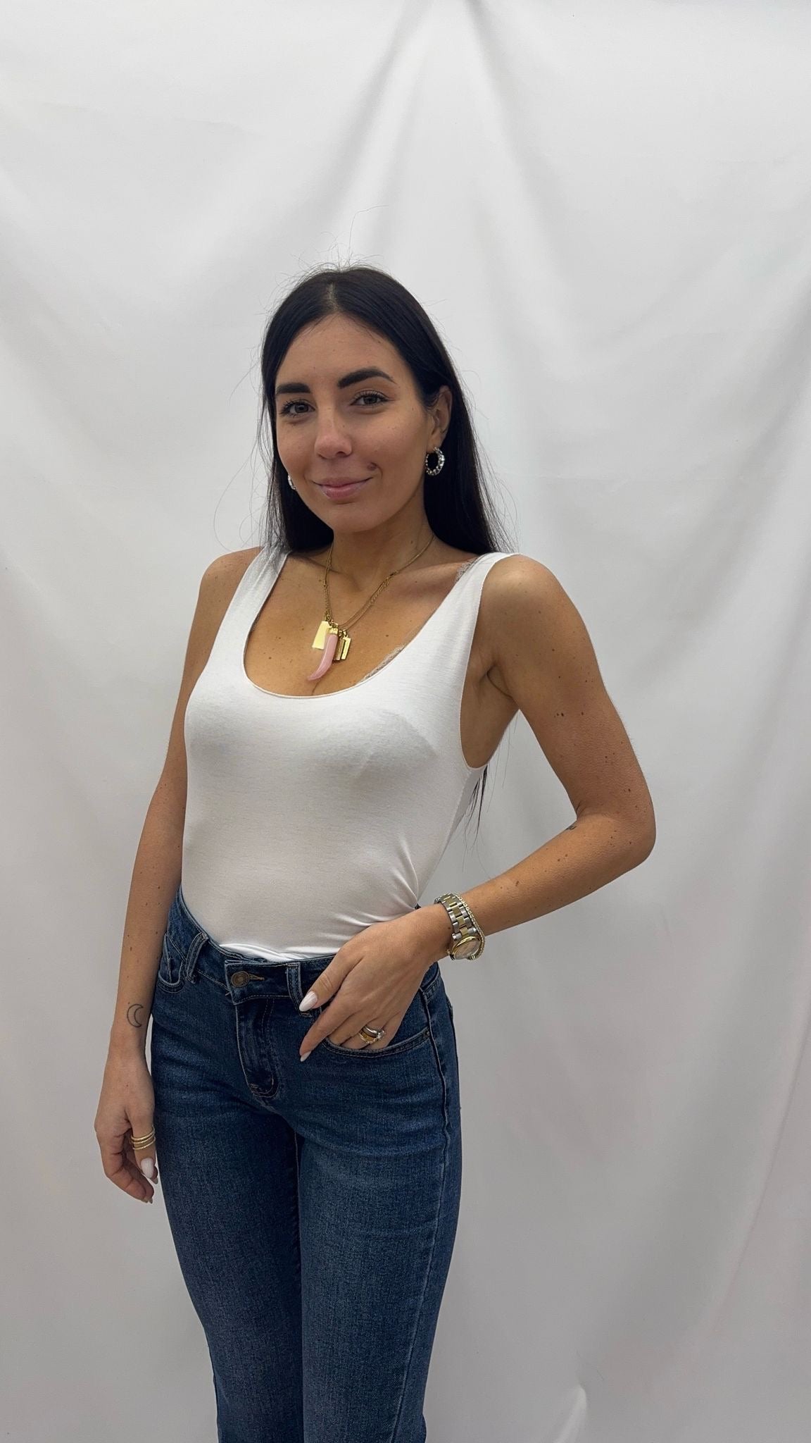Canotta Basic Cucitura Laser Bianca