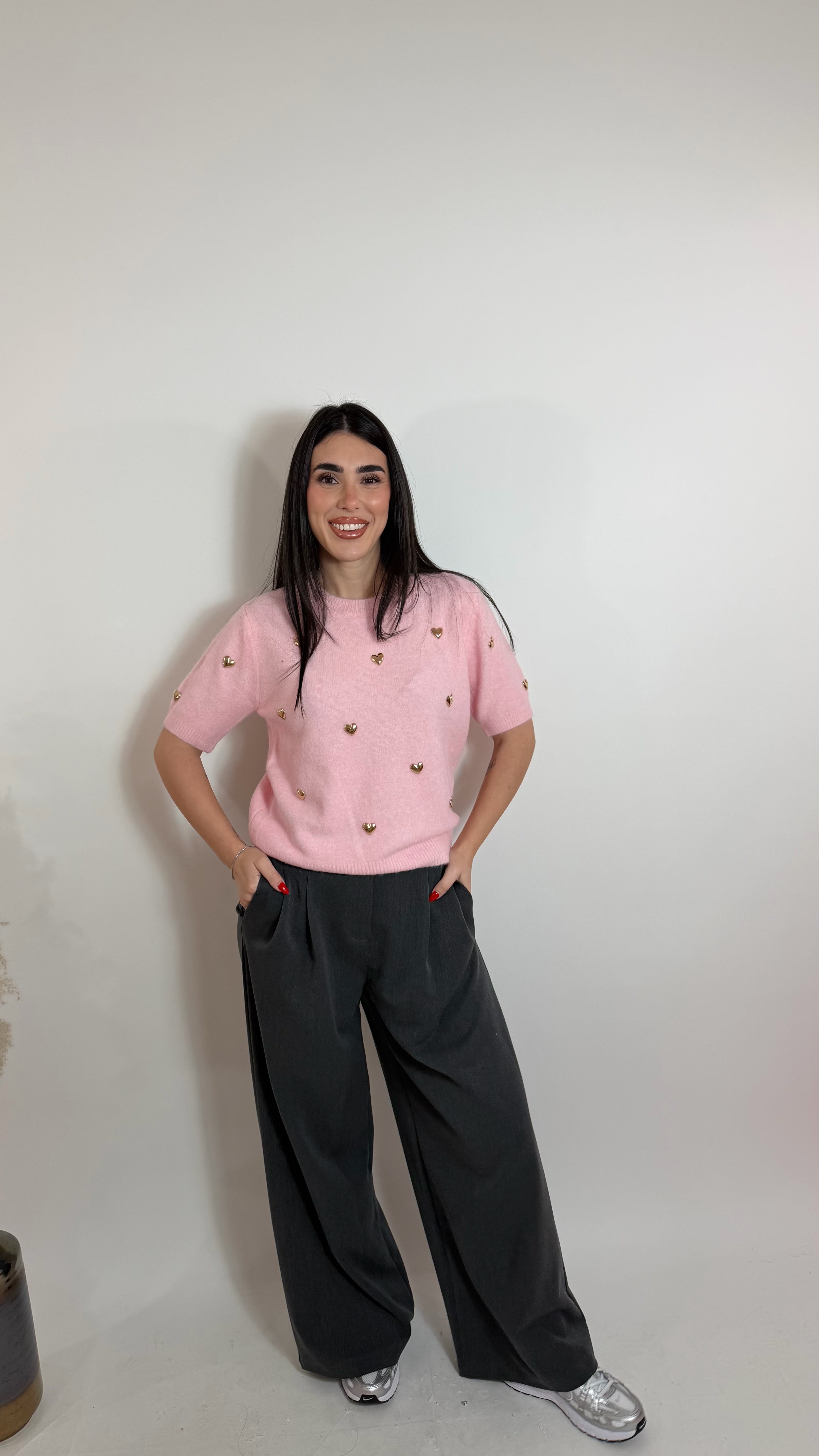 Pull Gold Hearts Rosa