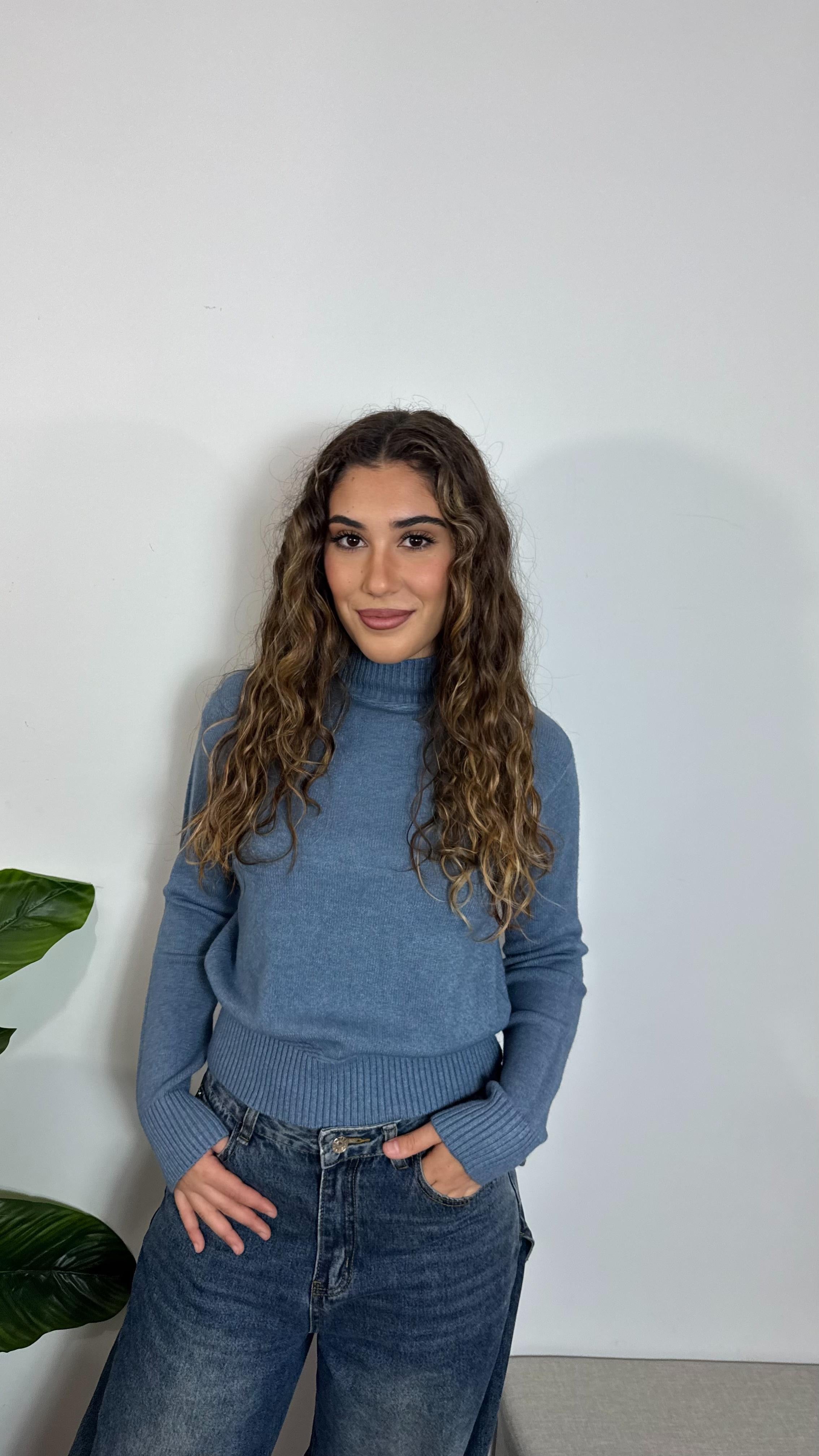 Pull Cozy Rib Ceruleo