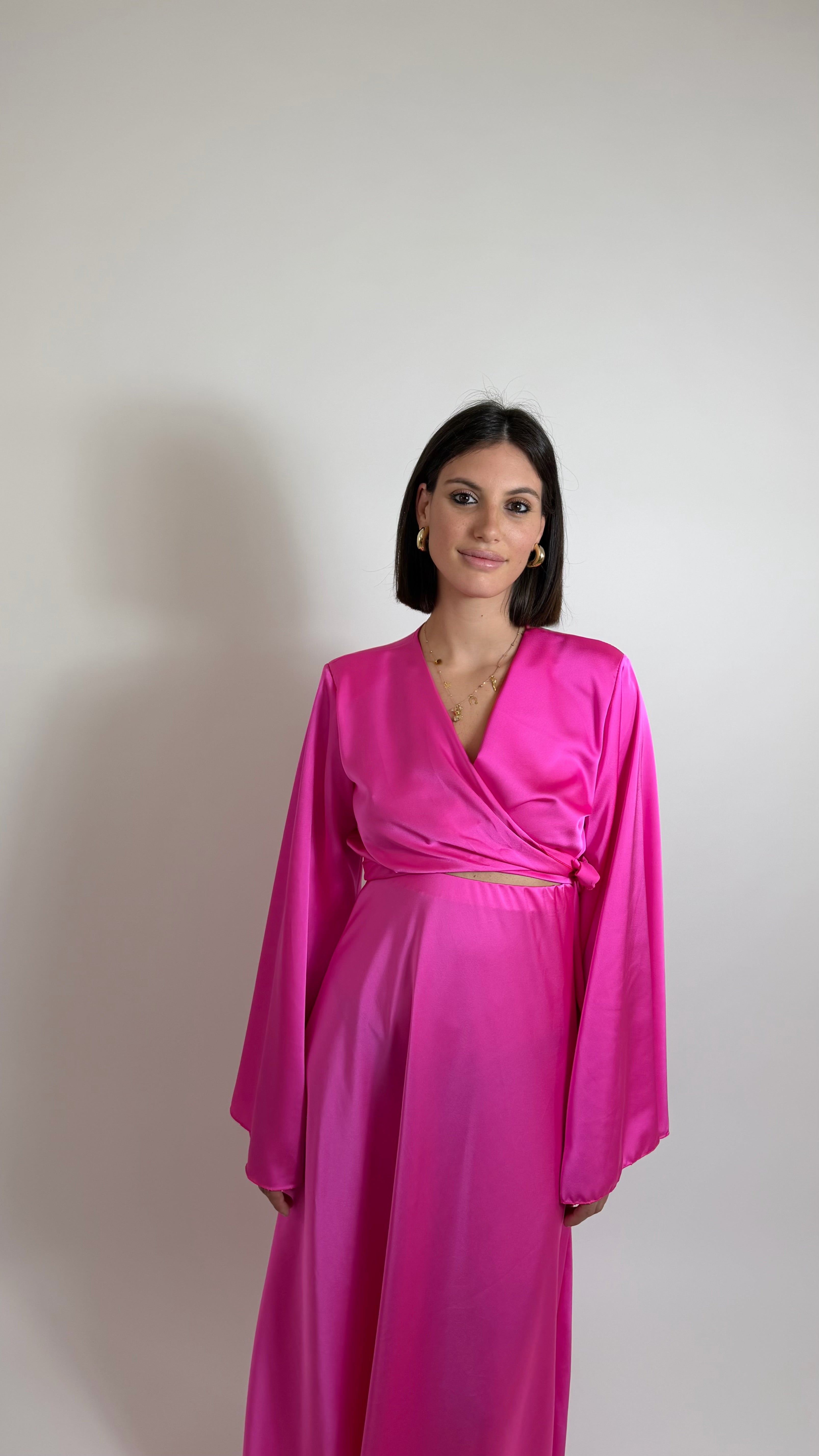Set Silk Top & Skirt Pink